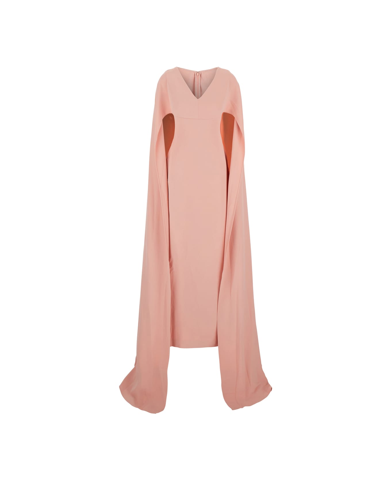 Solace London 
morgan
 Pink Long Dress With V Neck And Rear Single Slit In Tech Fabric Woman - Pink