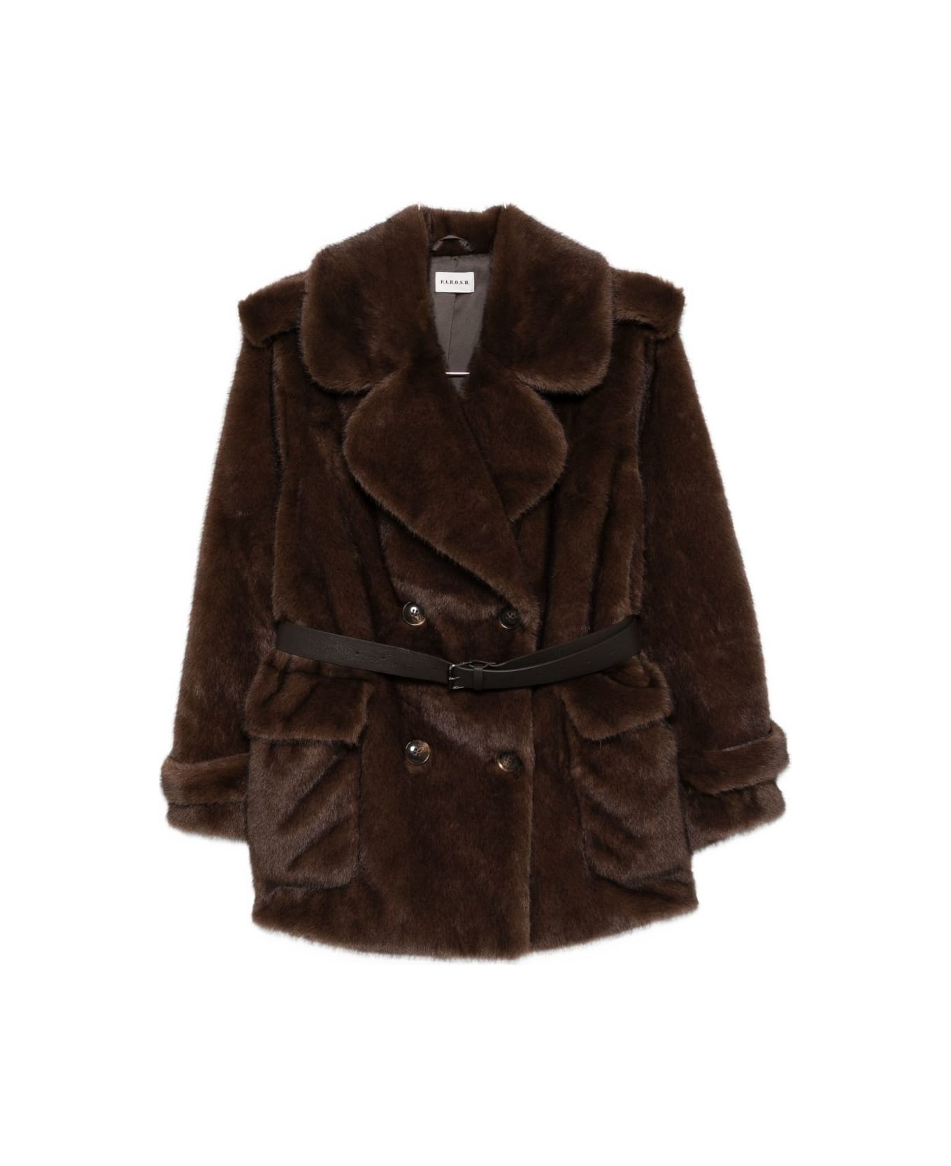 Parosh Faux Fur Coat - Brown