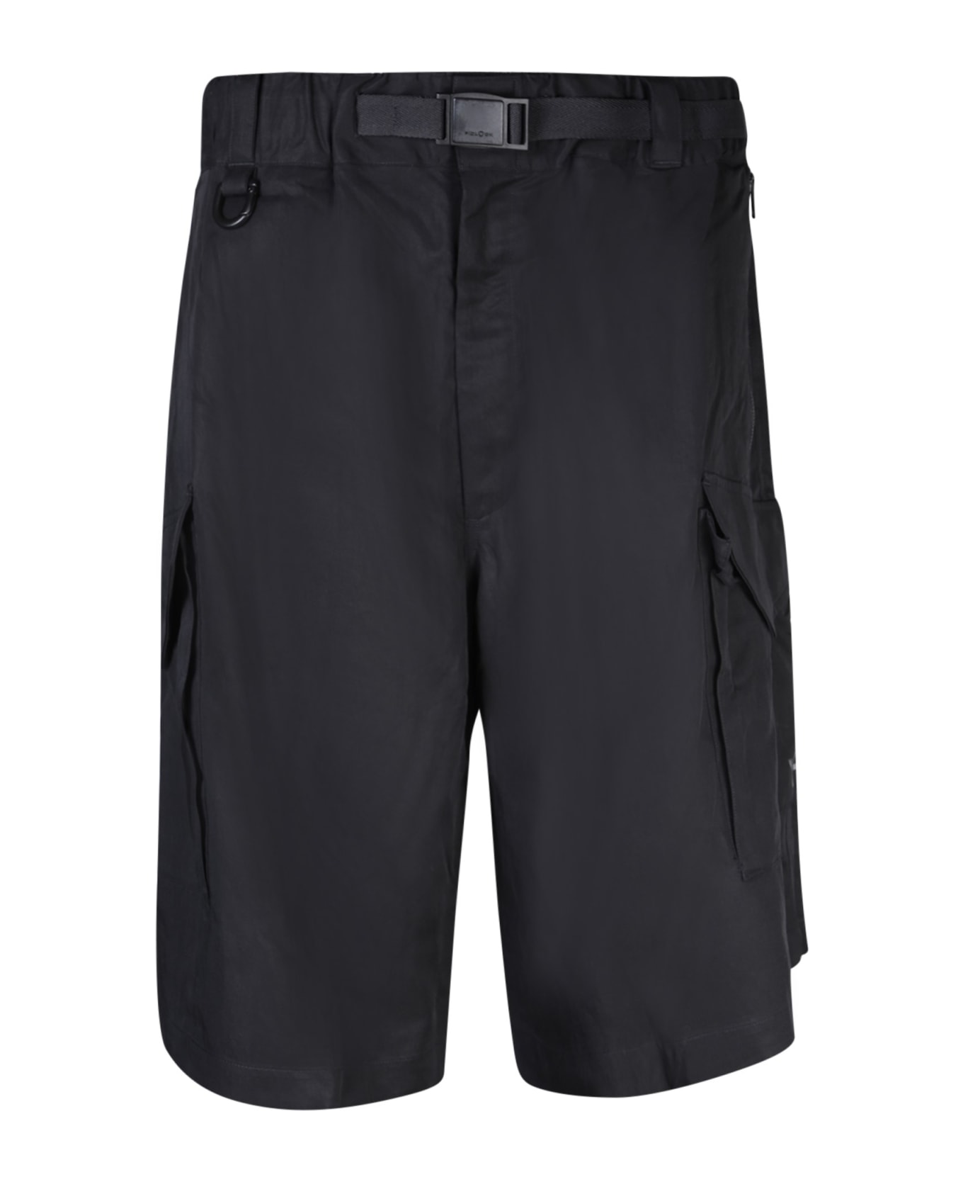 Y-3 Adidas Y-3 Washed Twill Black Bermuda Shorts - Black