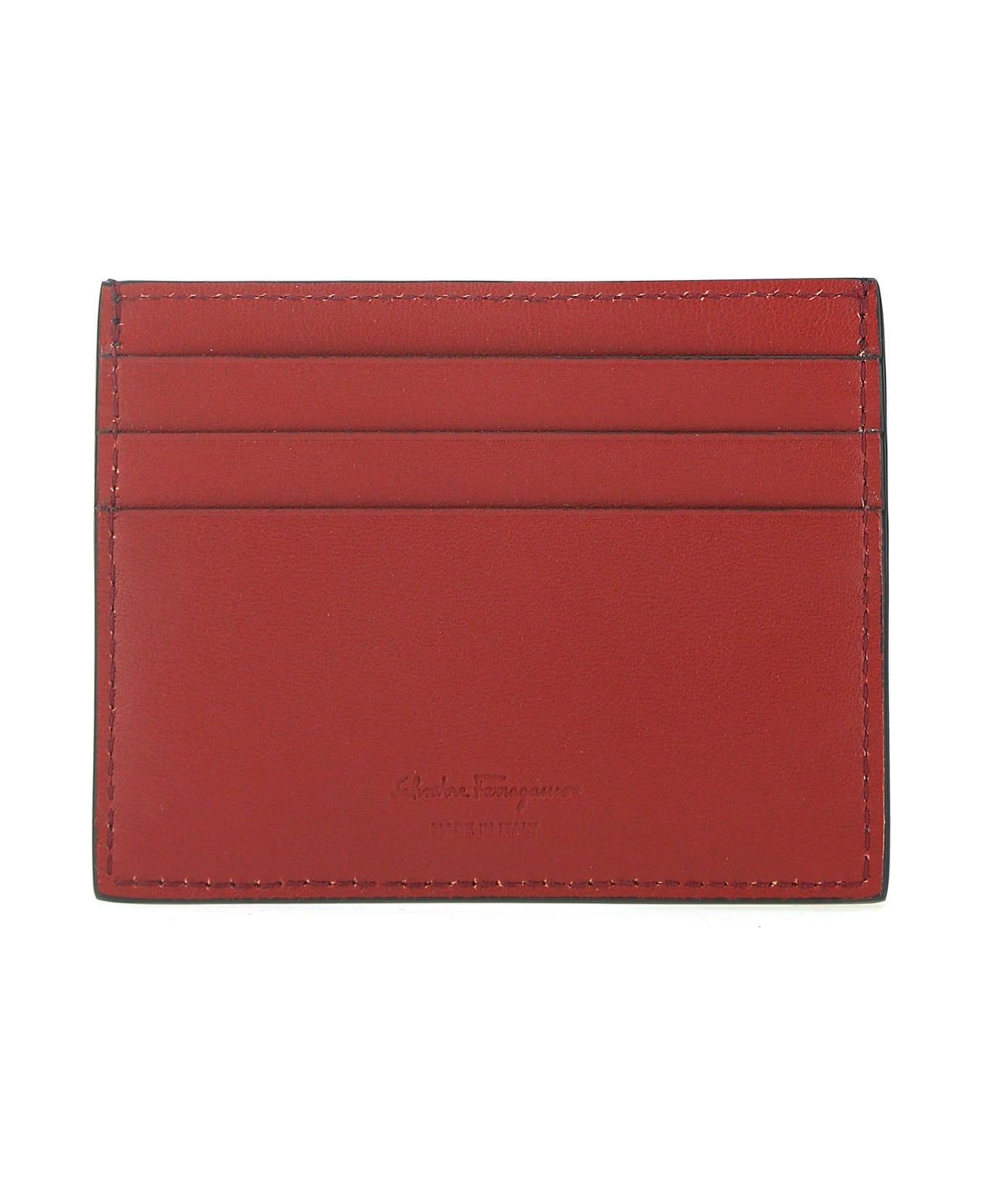 Ferragamo Two-tone Leather Card Holder - Nero/red 財布