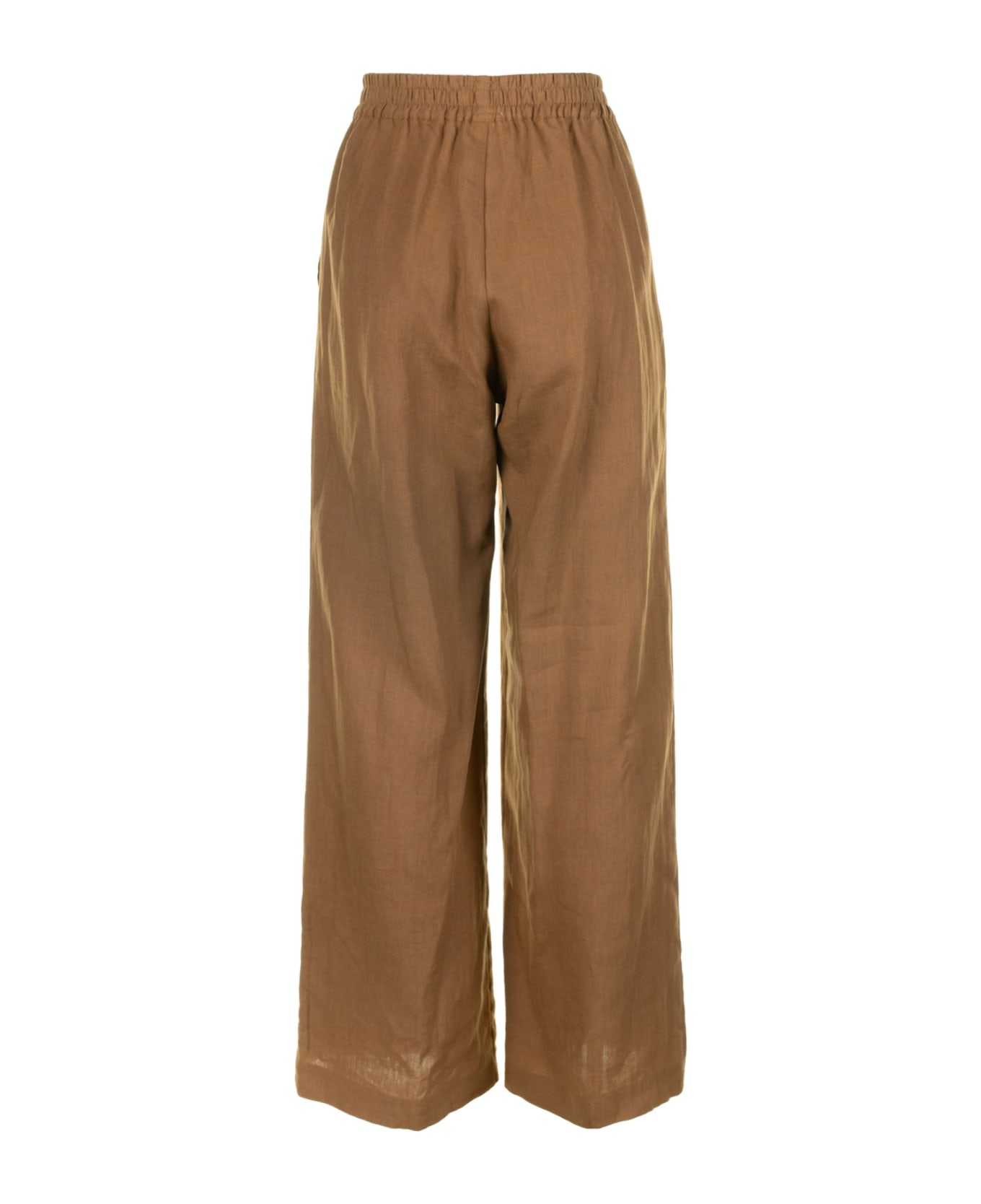 Eleventy High-waisted Linen Trousers With Elastic - TERRACOTTA ボトムス