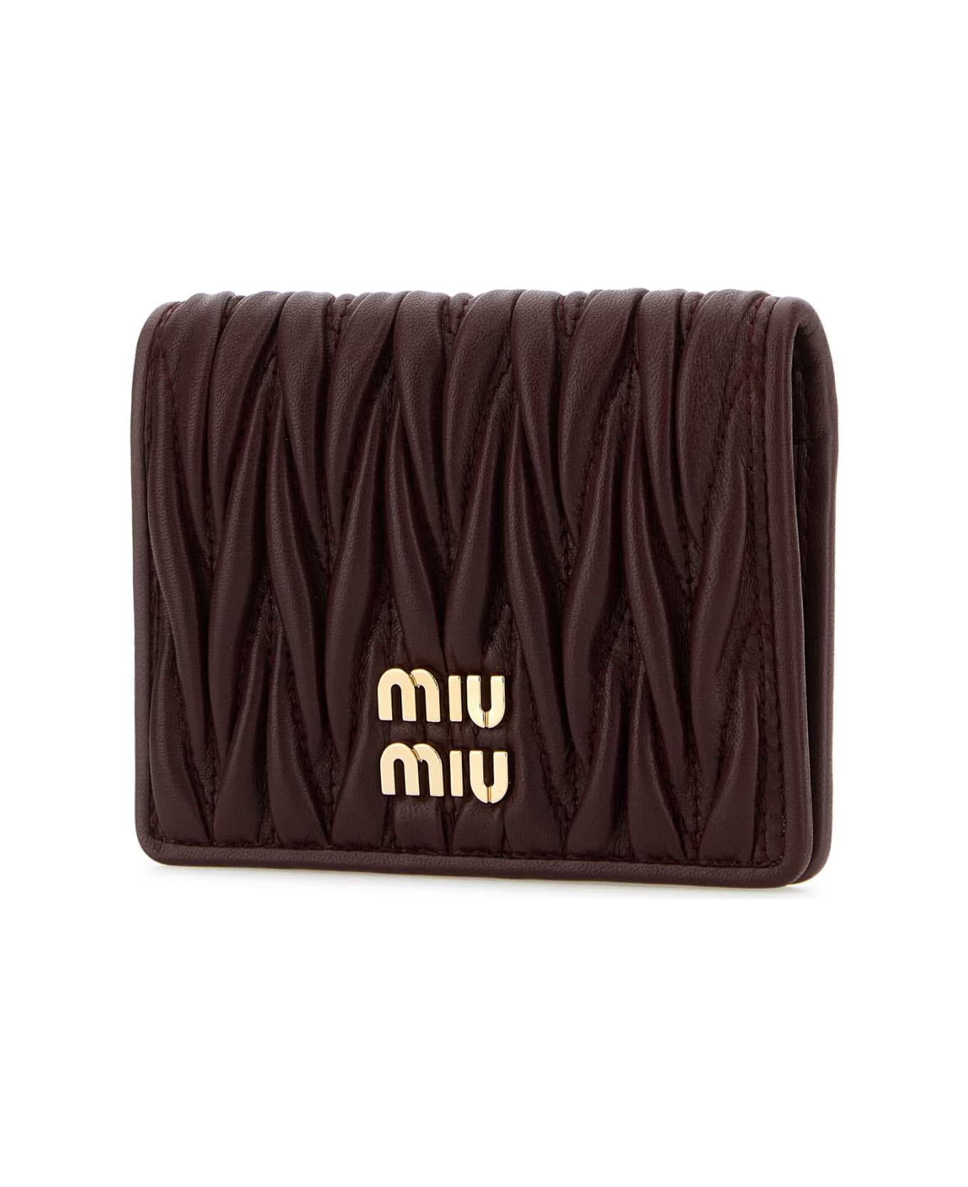 Miu Miu Burgundy Nappa Leather Card Holder - BORDEAUX