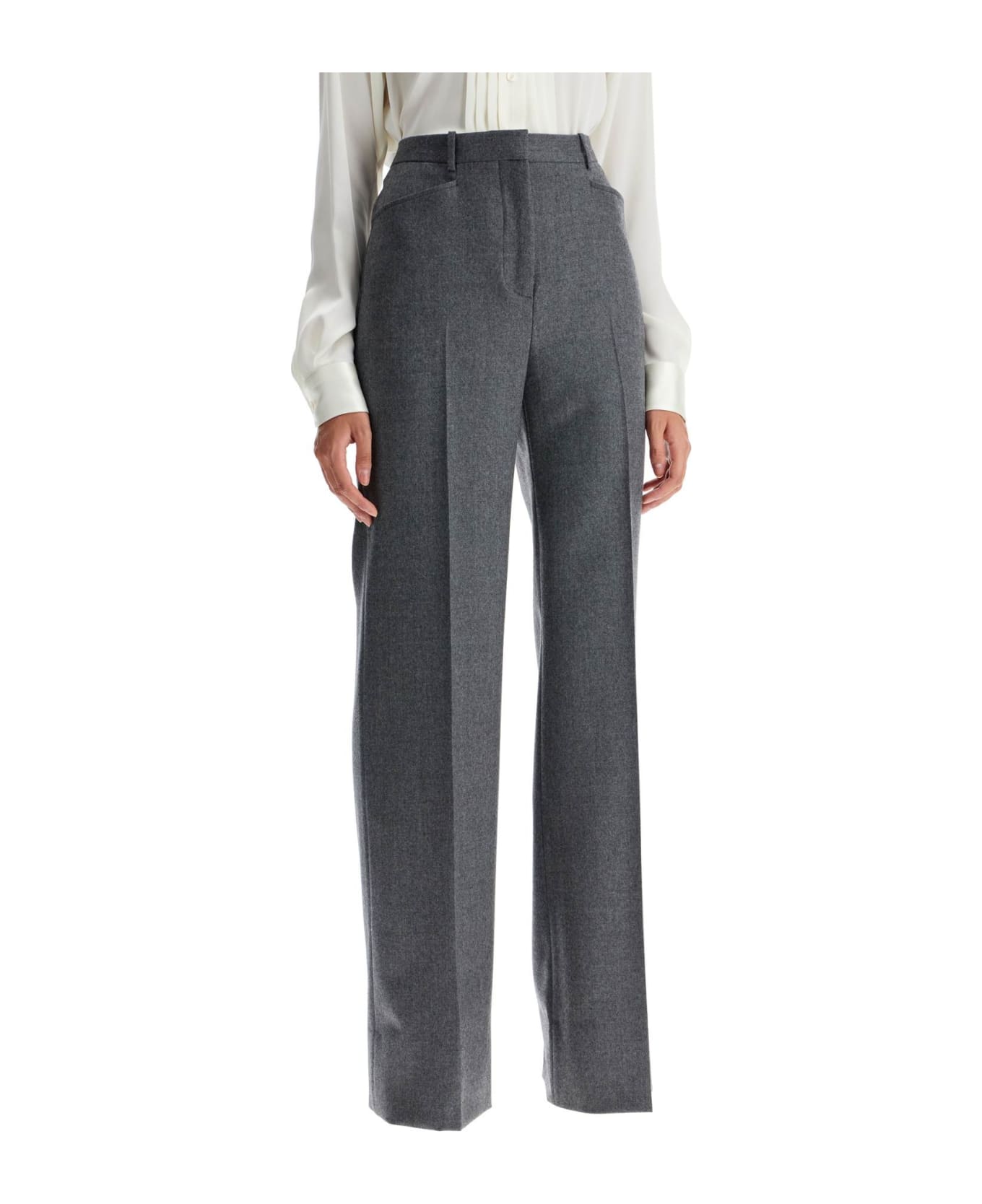 Tom Ford Flannel Bootcut Pants In - GREY MELANGE (Grey)