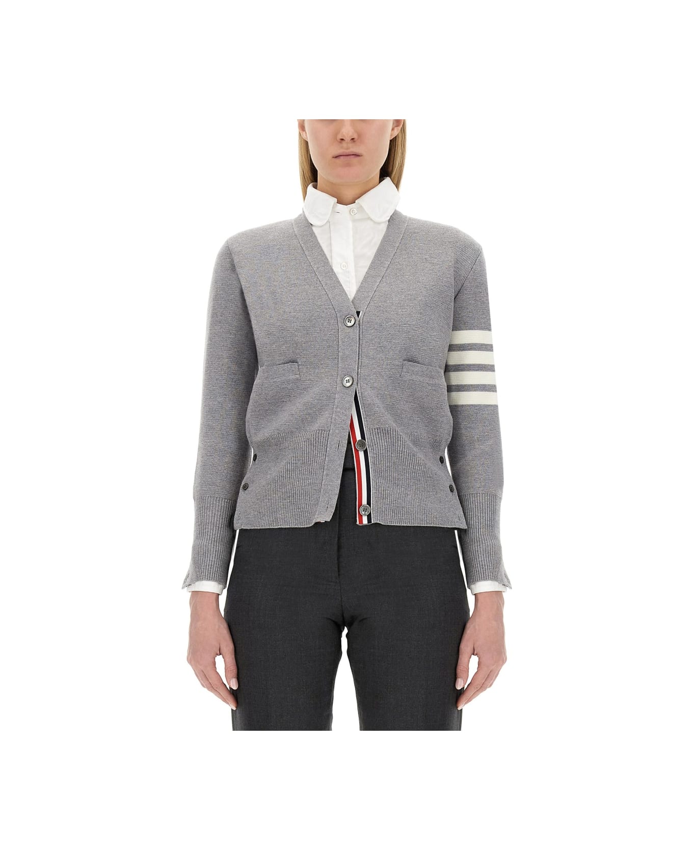Thom Browne V-neck Cardigan - GREY