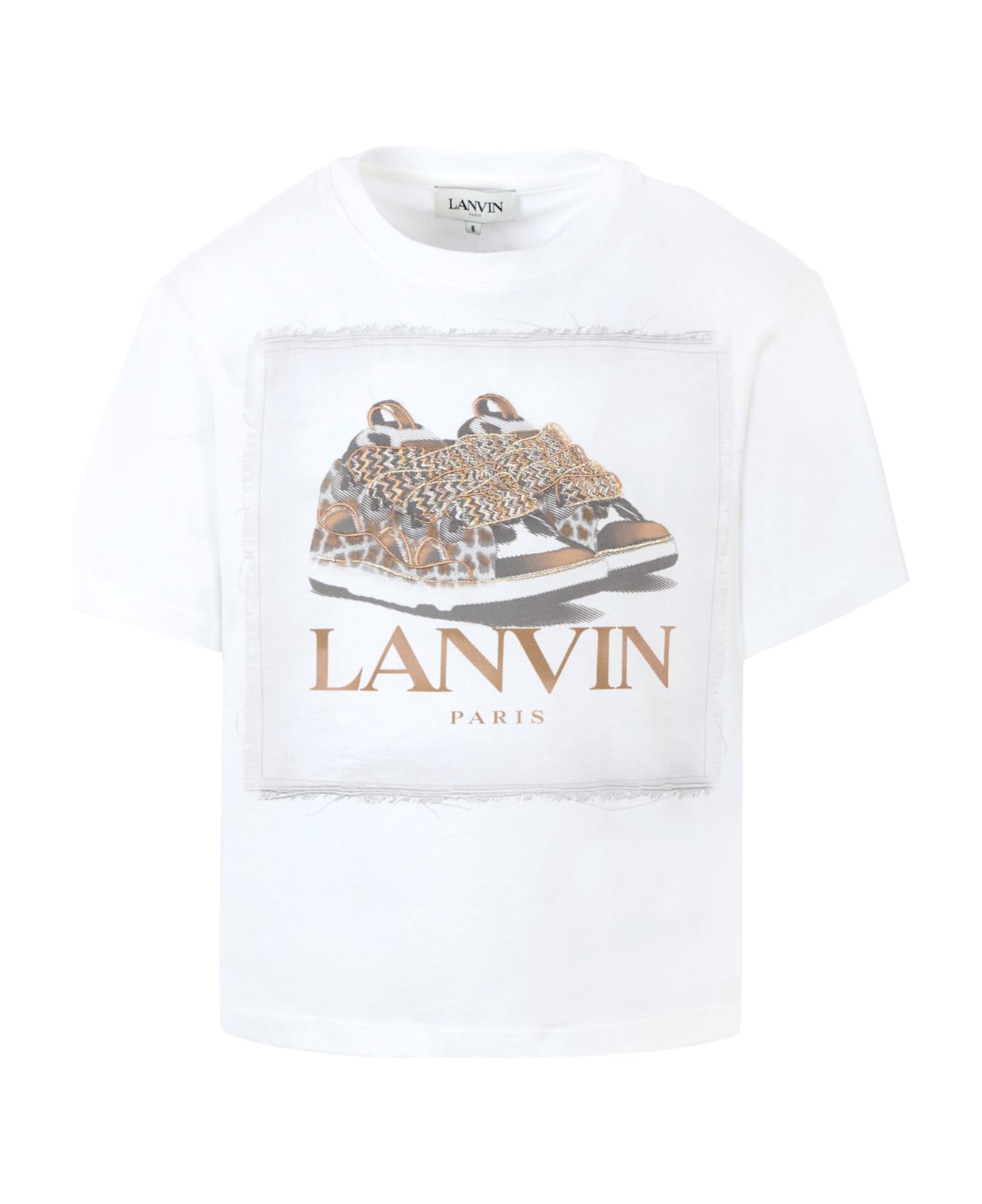 Lanvin White T-shirt For Girl With Logo - White
