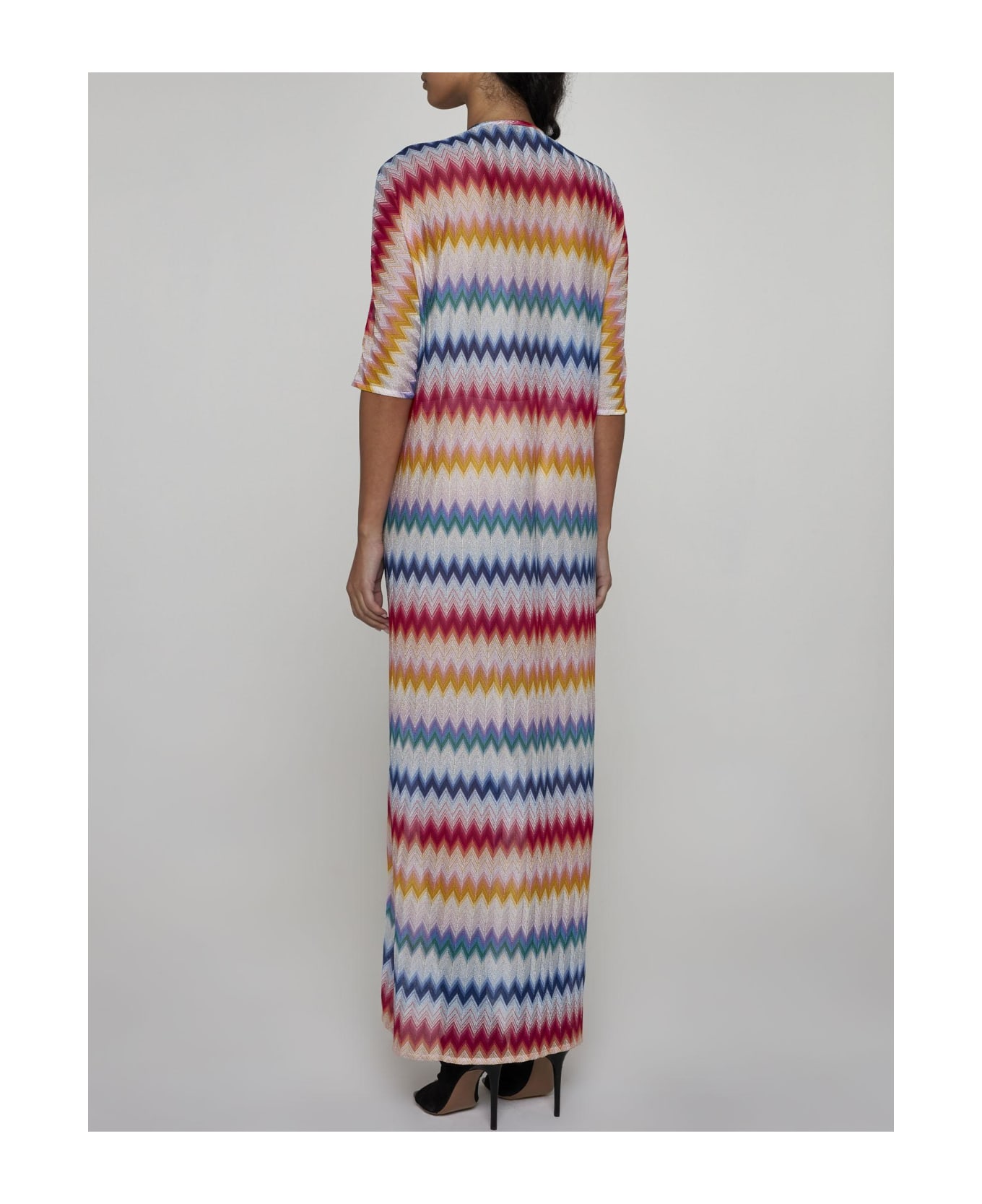 Missoni Striped Lame' Knit Long Dress - Multicolor white