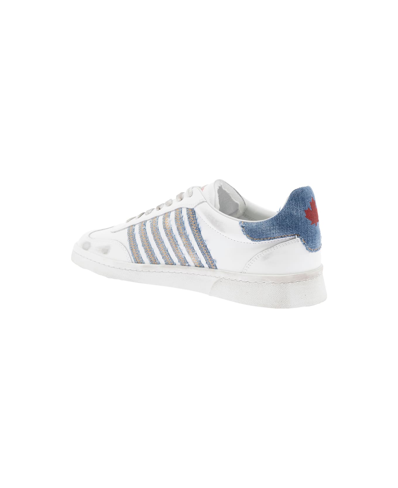Dsquared2 White Leather Boxer Sneakers - BIANCODENIM