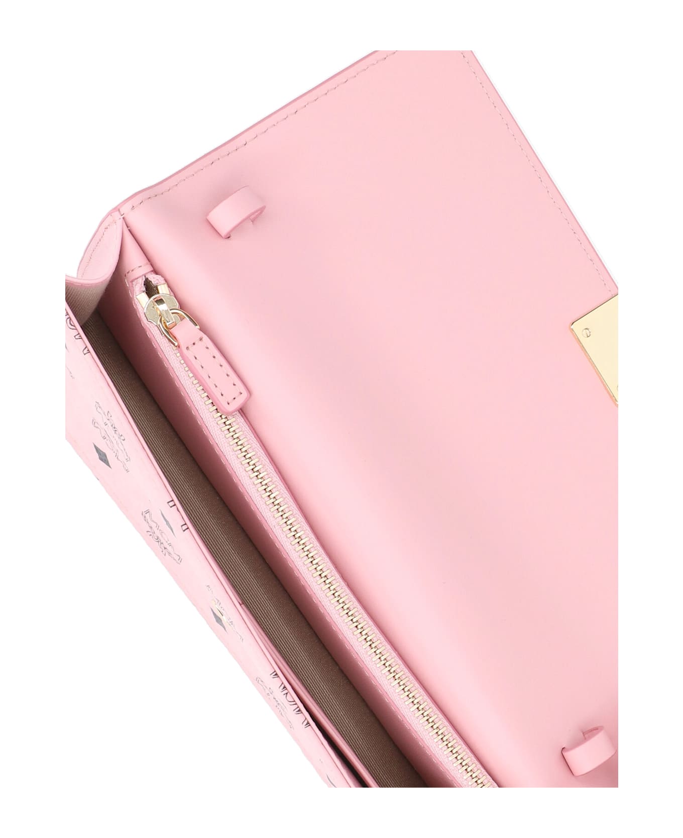 MCM Large Wallet With Logo Shoulder Strap - PINK