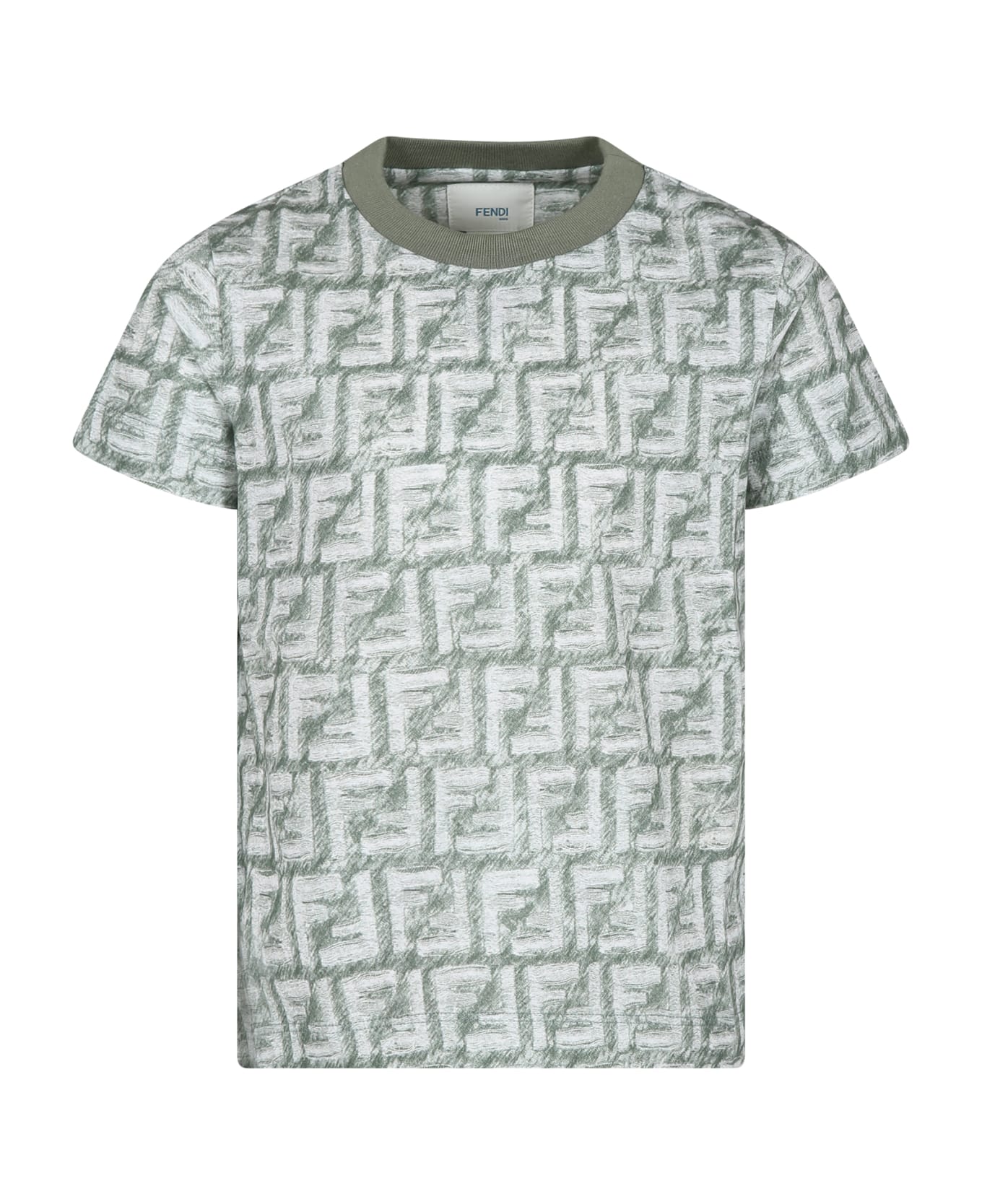 Fendi Green T-shirt For Boy With Iconic Ff - Green
