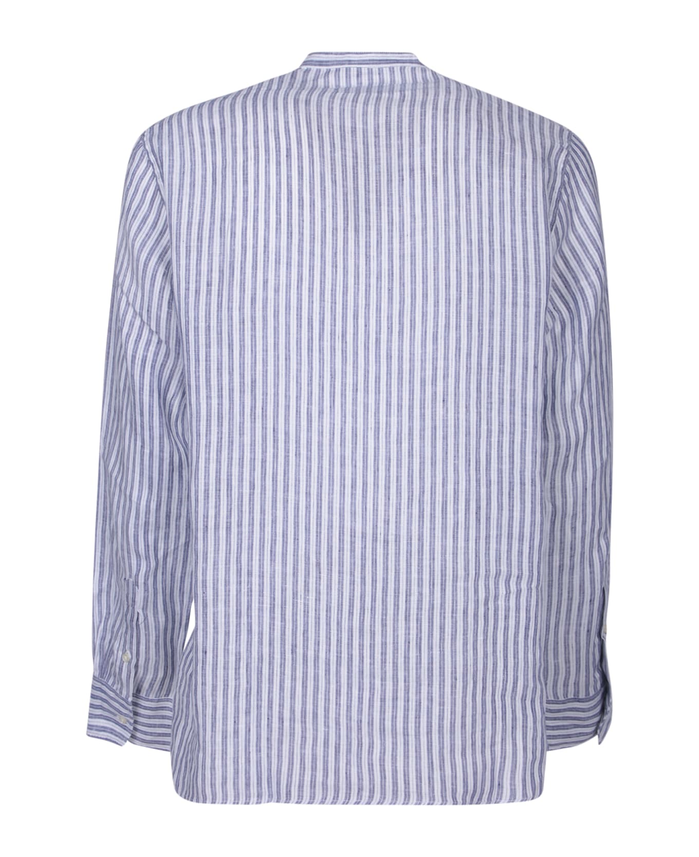 Officine Générale Korean Collar White/blue Shirt - White