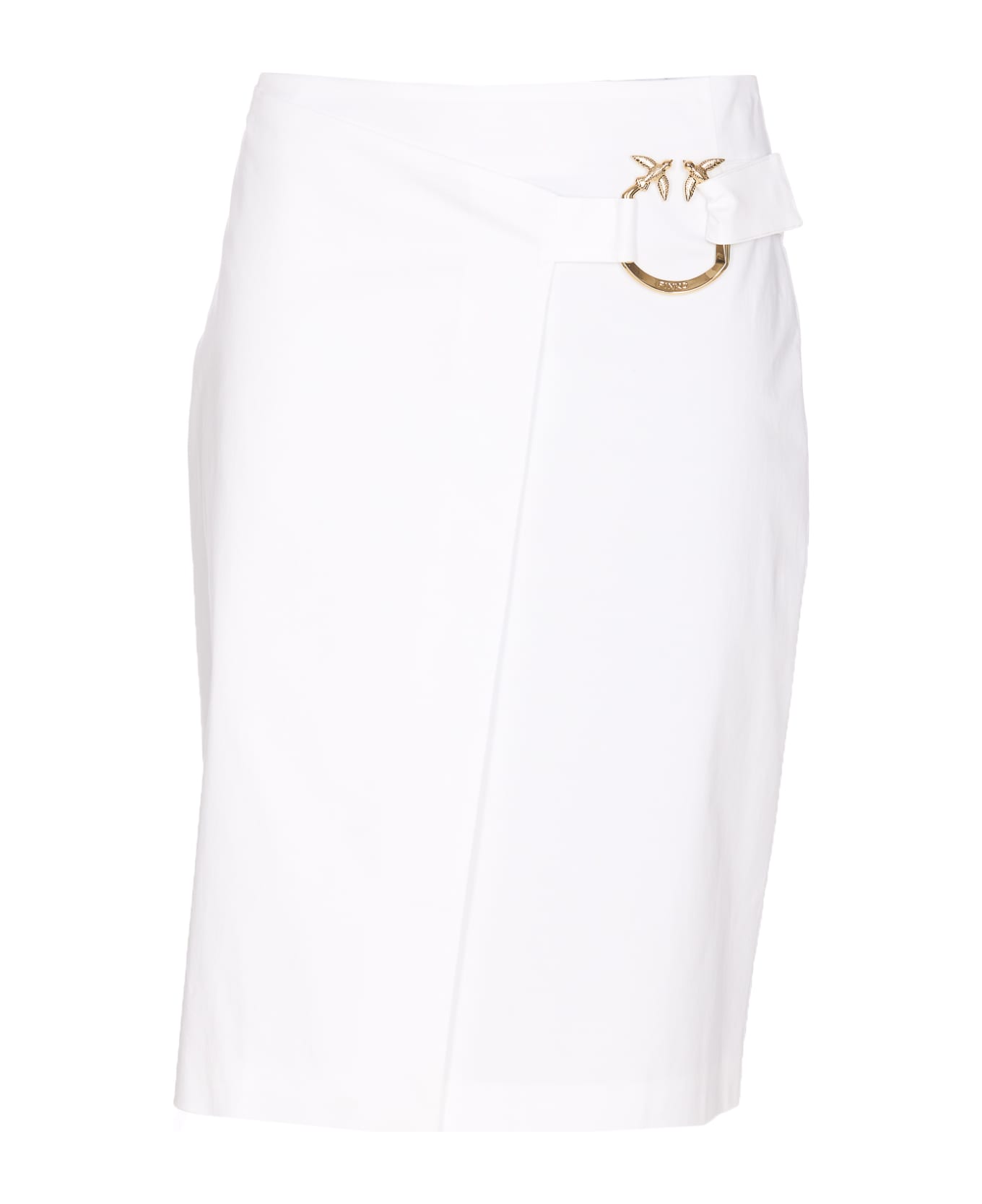 Pinko Piercing Buckle Longuette Skirt - White