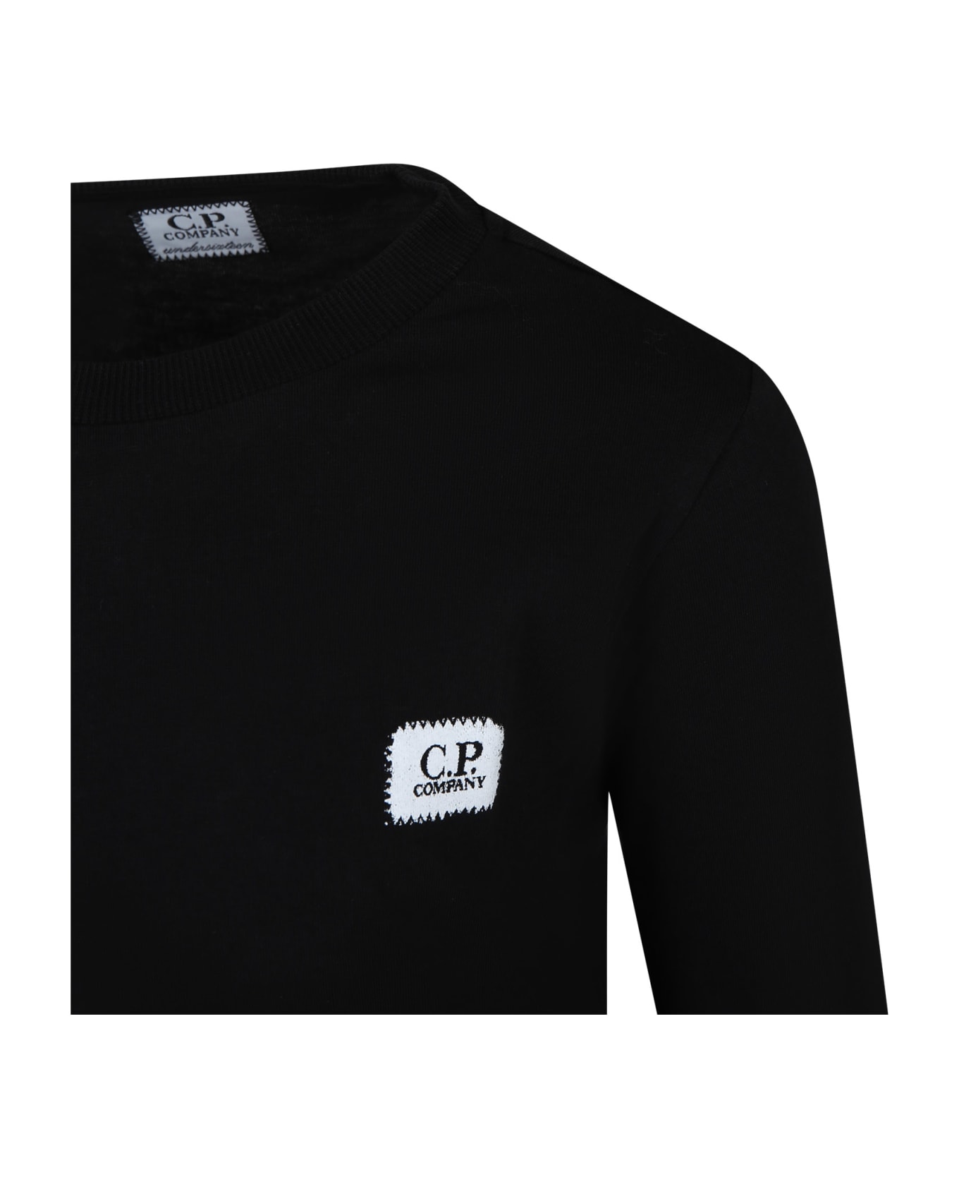 C.P. Company Undersixteen Black T-shirt For Boy With Logo - Black