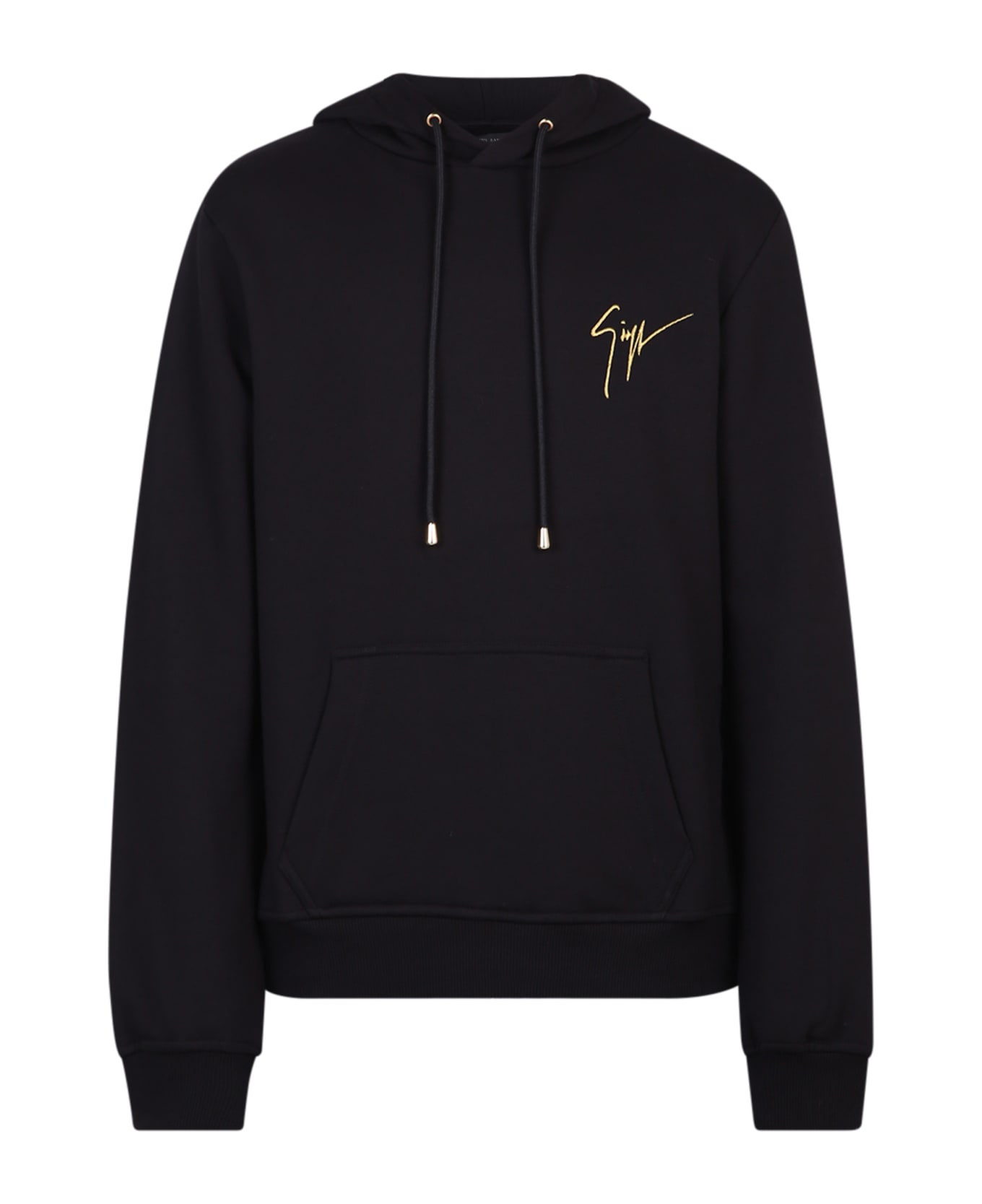 Giuseppe Zanotti Logo Embroidery Cotton Hoodie - Black