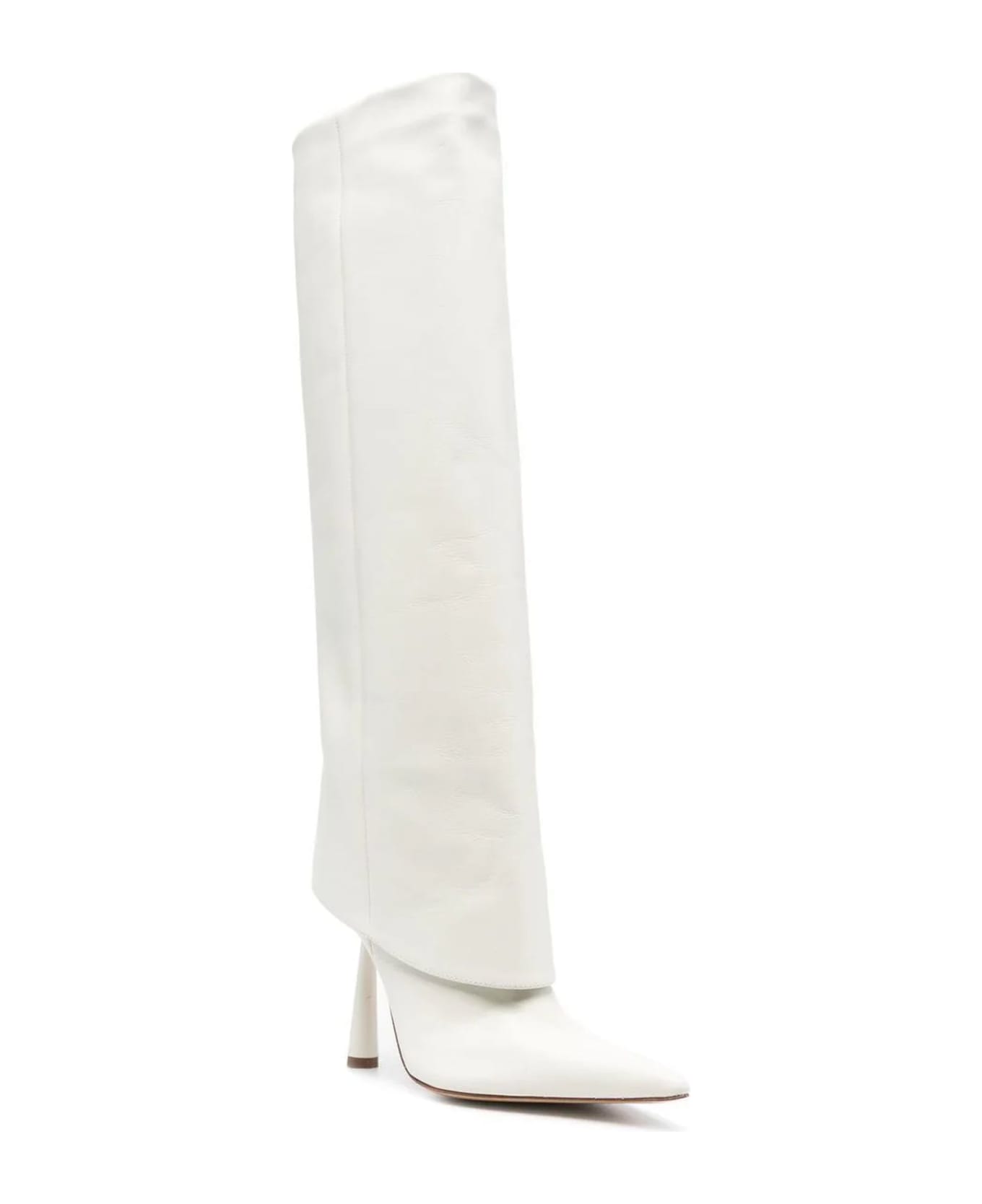 GIA BORGHINI White Rosie Calf Leather Boots - Bianco