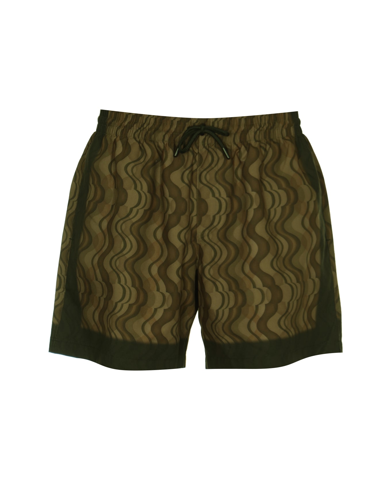 Dries Van Noten Graphic-printe Drawstring Swim Shorts - Dark Brown
