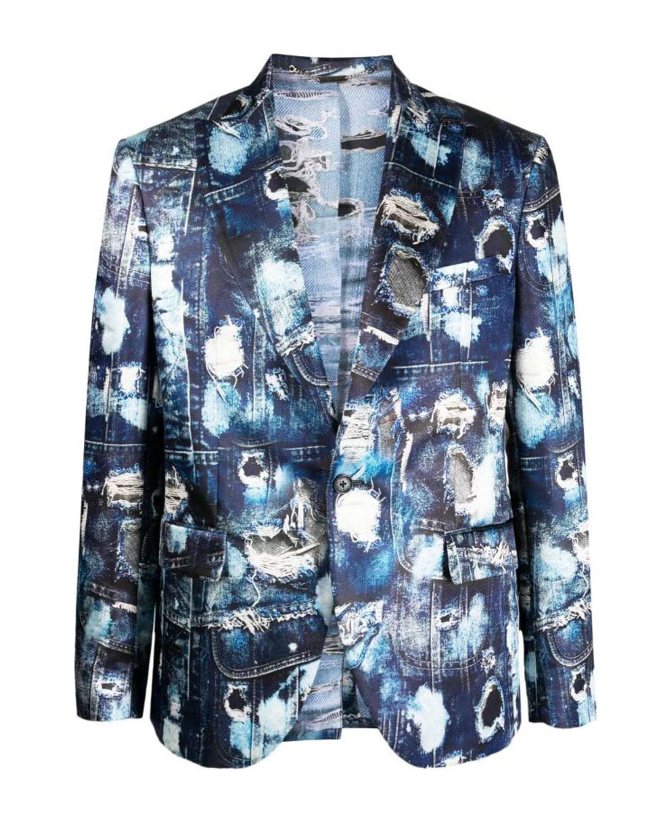 John Richmond Jacket With Lapel And Iconic Denim Pattern Fashion Show. - Fantasia