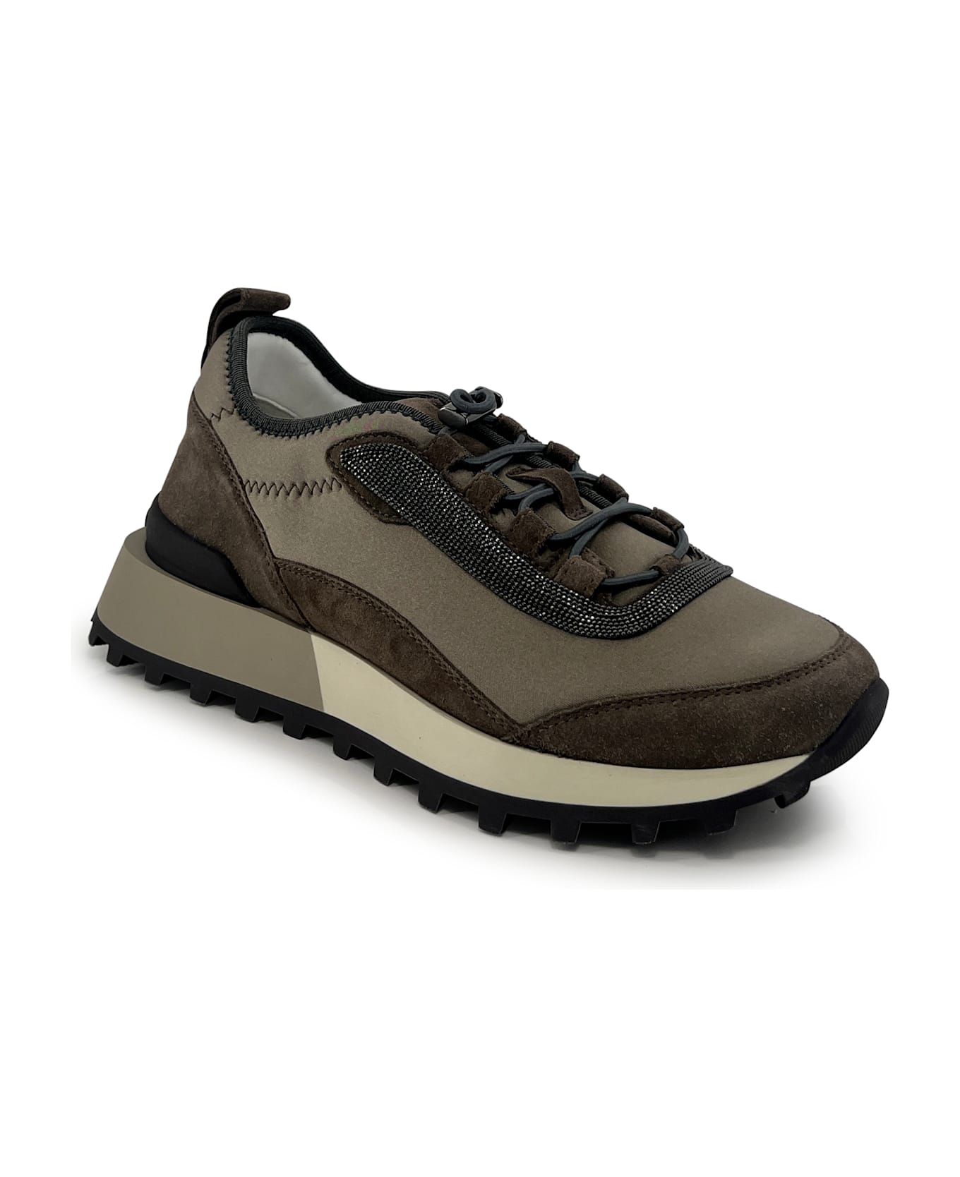 Brunello Cucinelli Techno Fabric And Suede Trainers With Precious Trim. - Torba