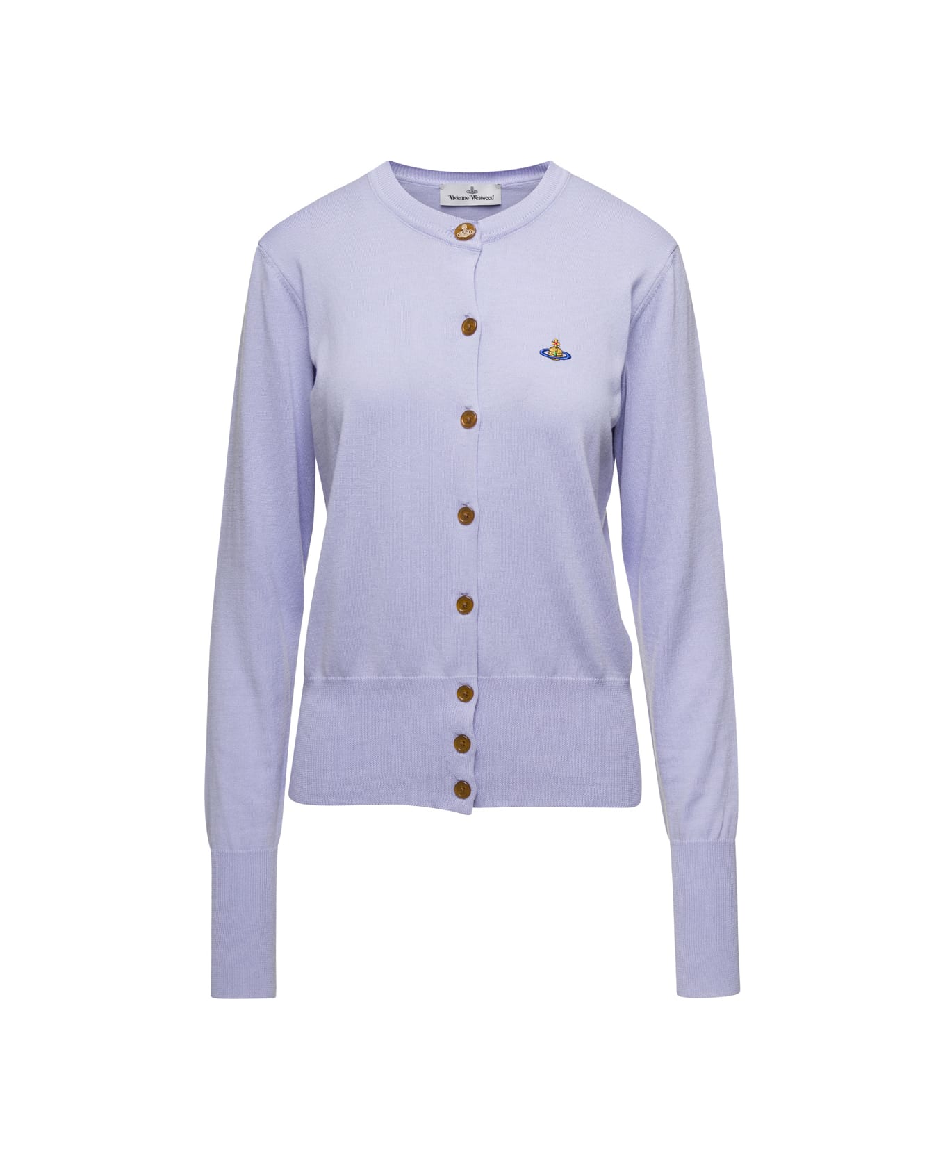 Vivienne Westwood Lillac Cardigan With Signature Embroidered Orb Logo In Cotton Woman - Violet
