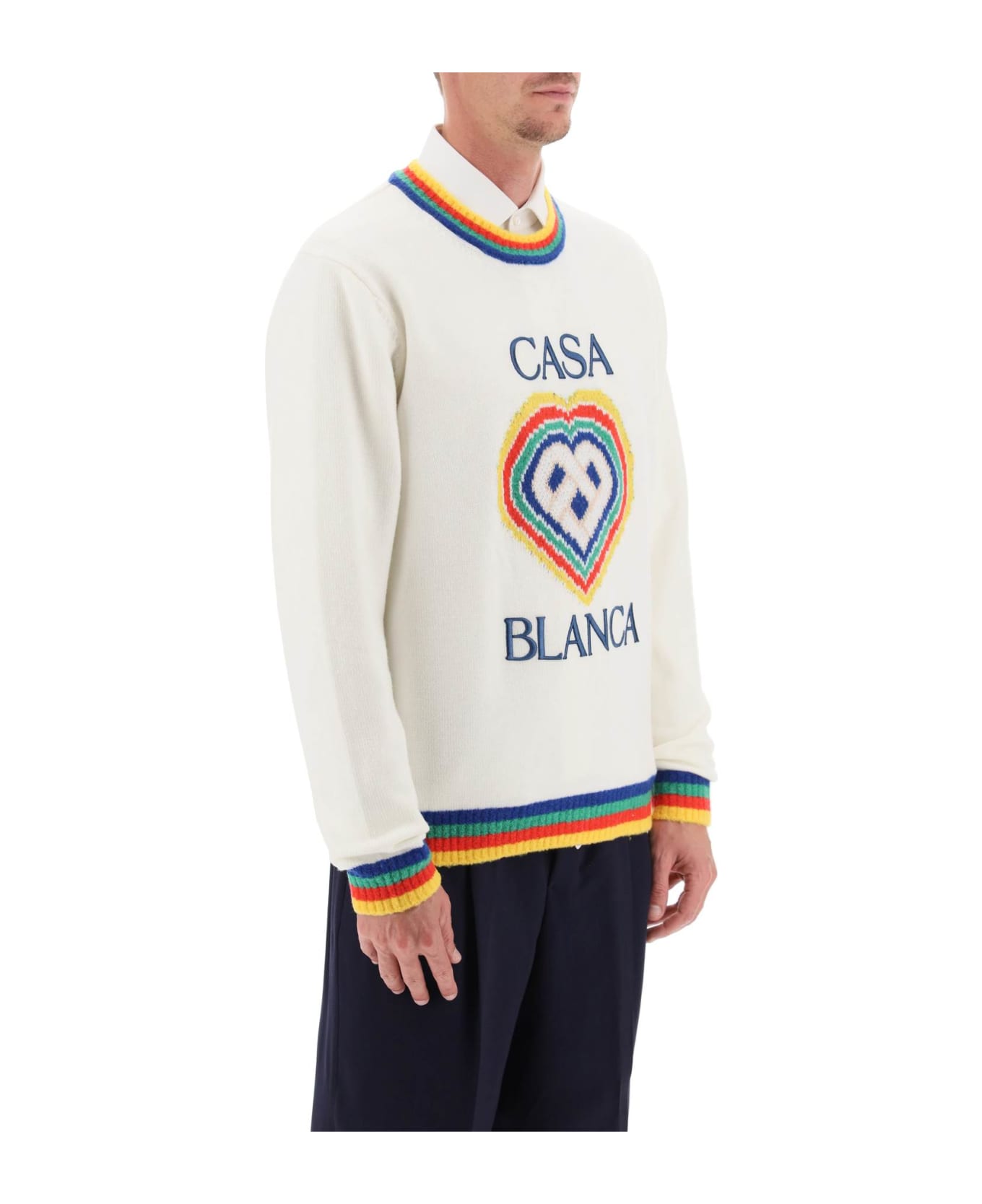 Casablanca Virgin Wool Blend Sweater - White