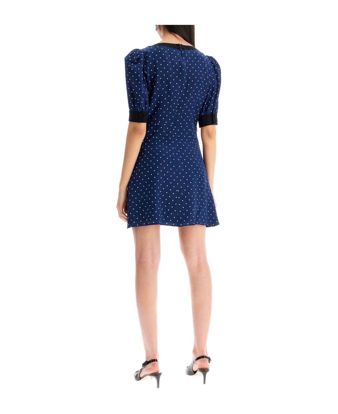 Alessandra Rich 'silk Polka Dot Mini Dress - NAVY BLUE-WHITE (Blue)