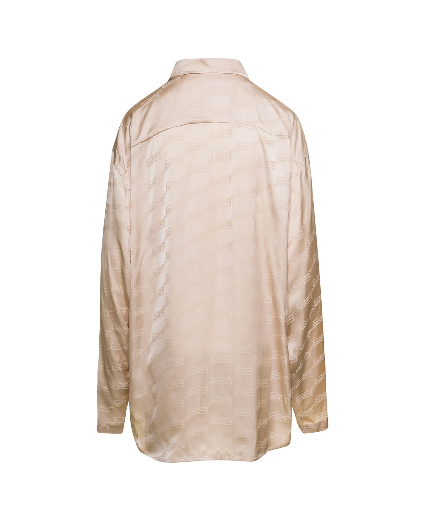 Balenciaga L/s Minimal Shirt Bb Monogram Viscose Jacquard - Beige