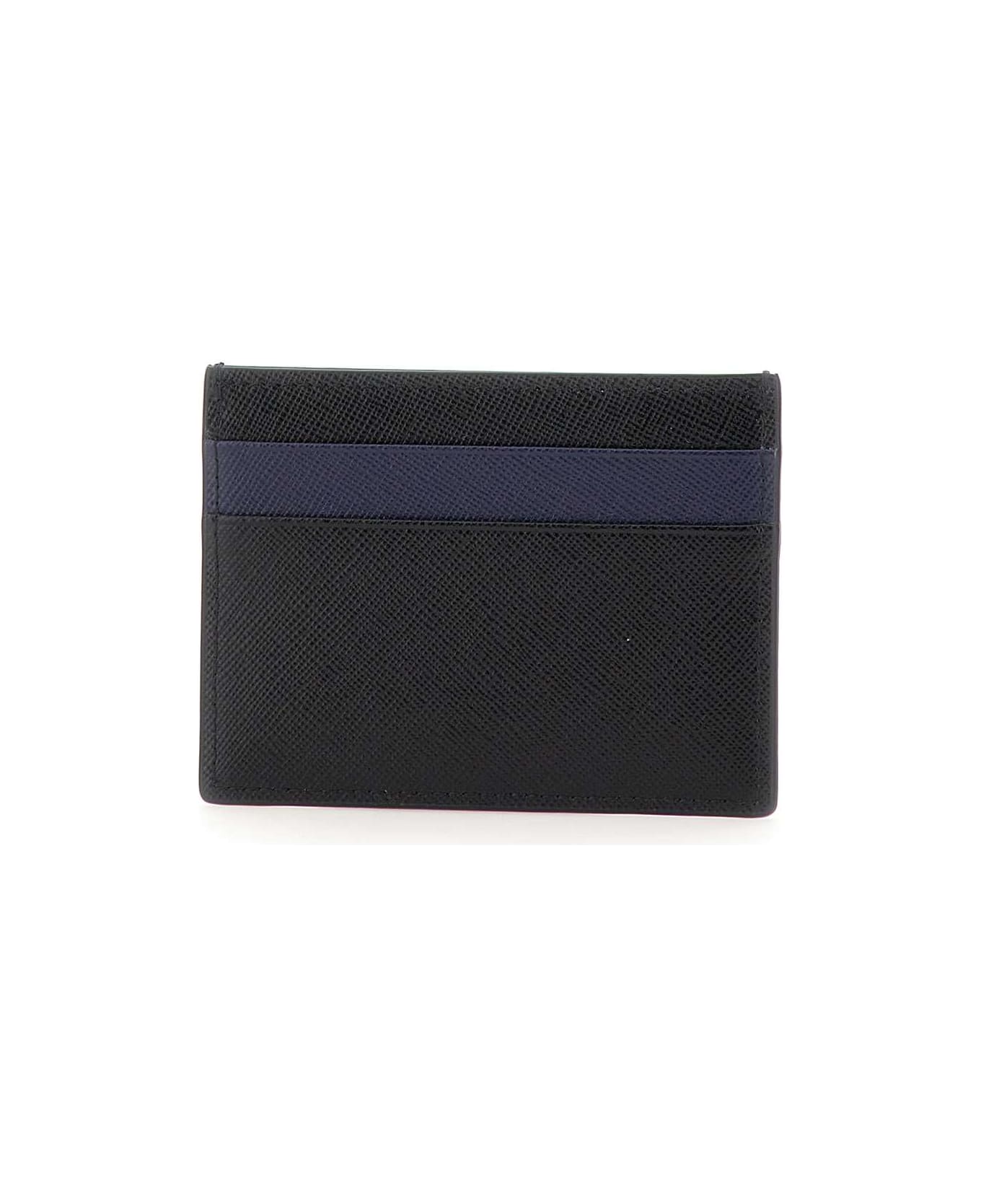 Marni 'cc Holder' Leather Card Holder - BLACK/BLUBLACK 財布
