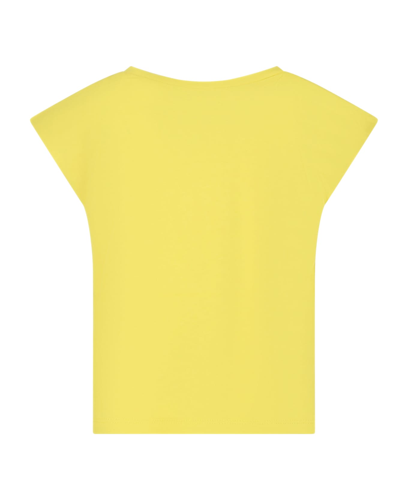 Billieblush Yellow T-shirt With Multicolor 'sunny' Writing And Fringes - Yellow Tシャツ＆ポロシャツ