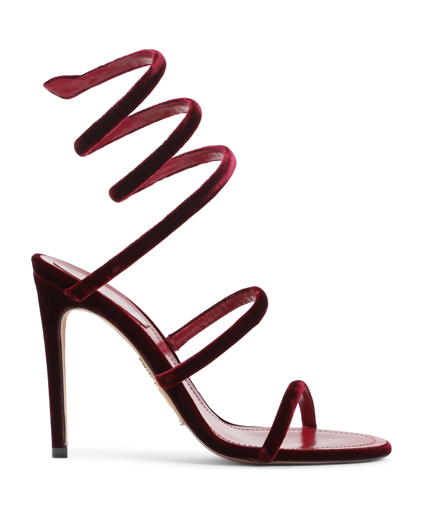 René Caovilla Velvet Snake Sandals - Rubino Velvet