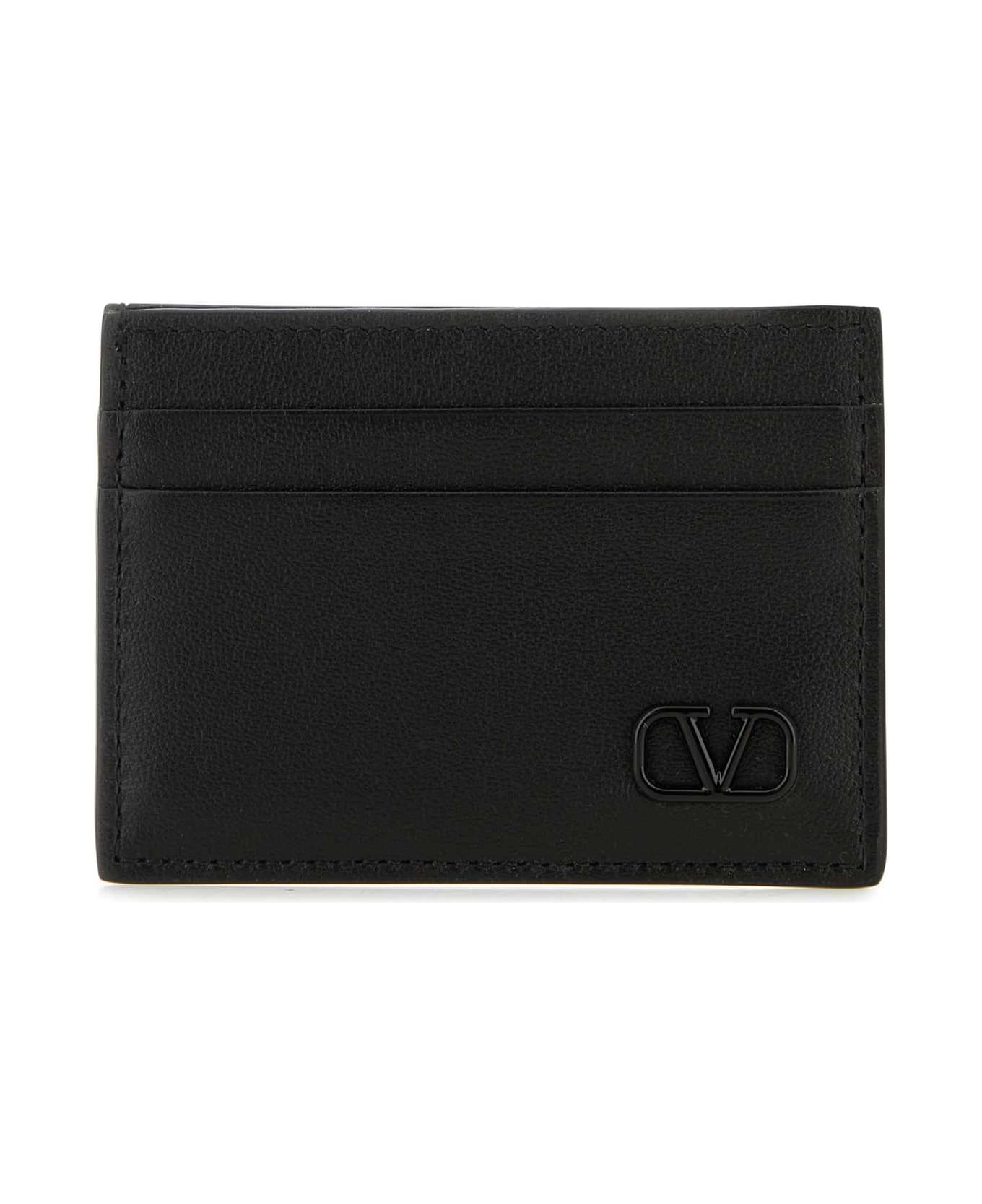 Valentino Garavani Black Leather Vlogo Card Holder - NERO 財布