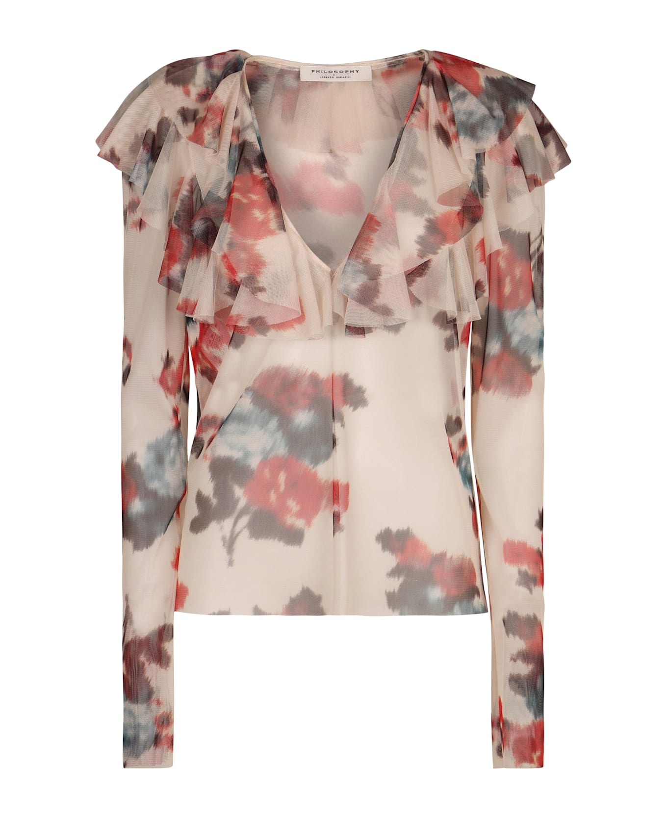 Philosophy di Lorenzo Serafini Printed Frill Blouse - Sand ブラウス