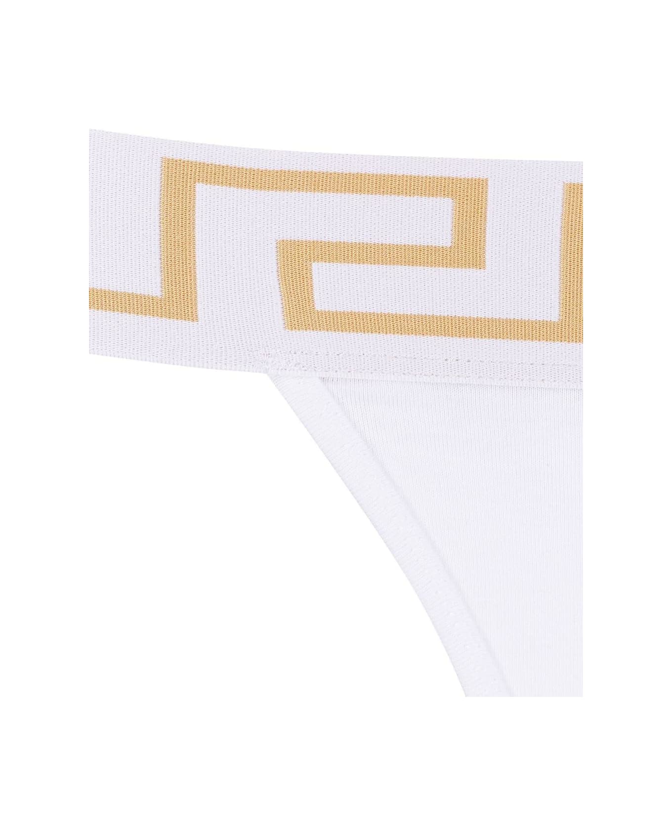 Versace Greca Border Stretched Thong - WHITE