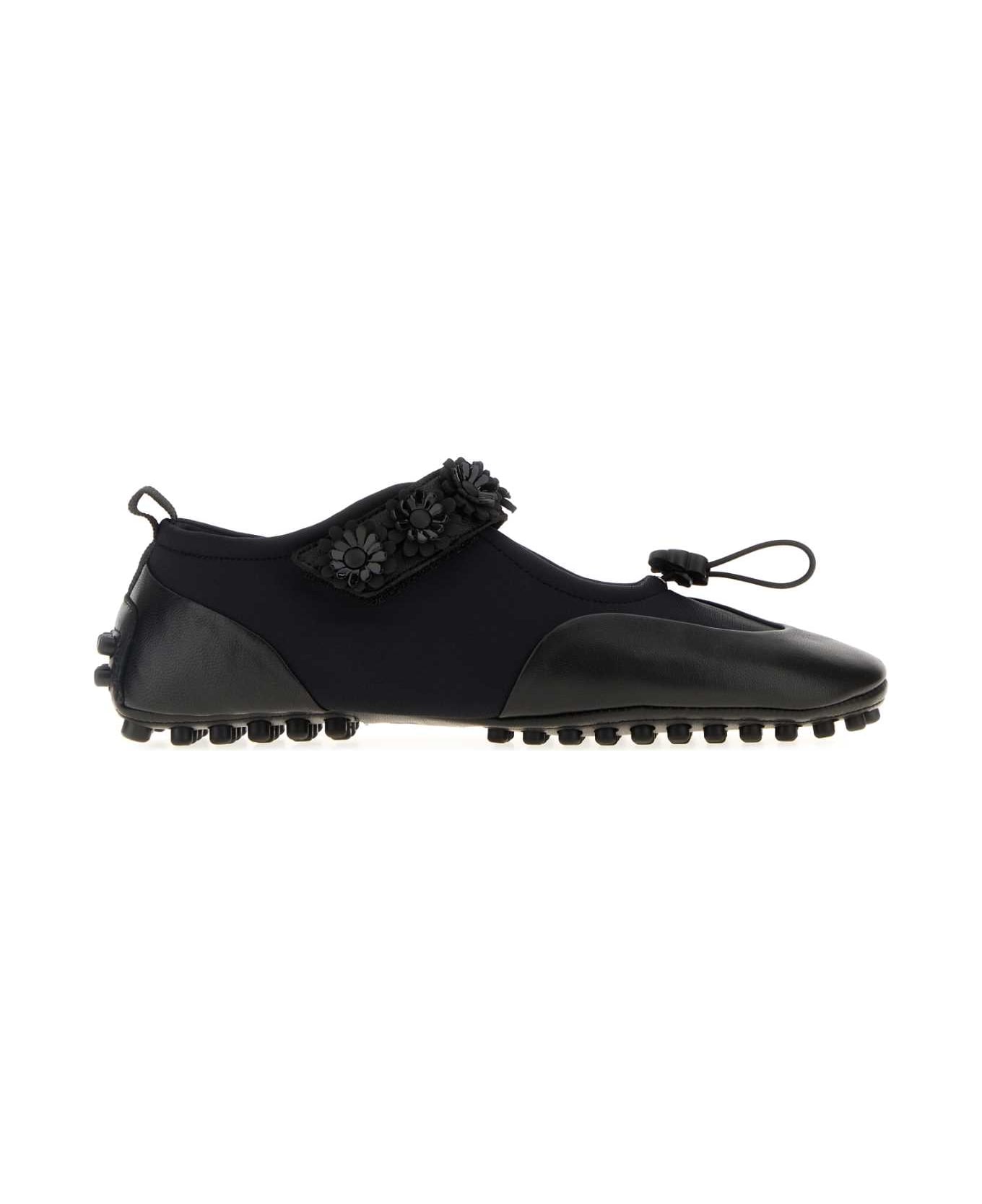 Cecilie Bahnsen Black Leather And Fabric Bess Ballerinas - BLACK