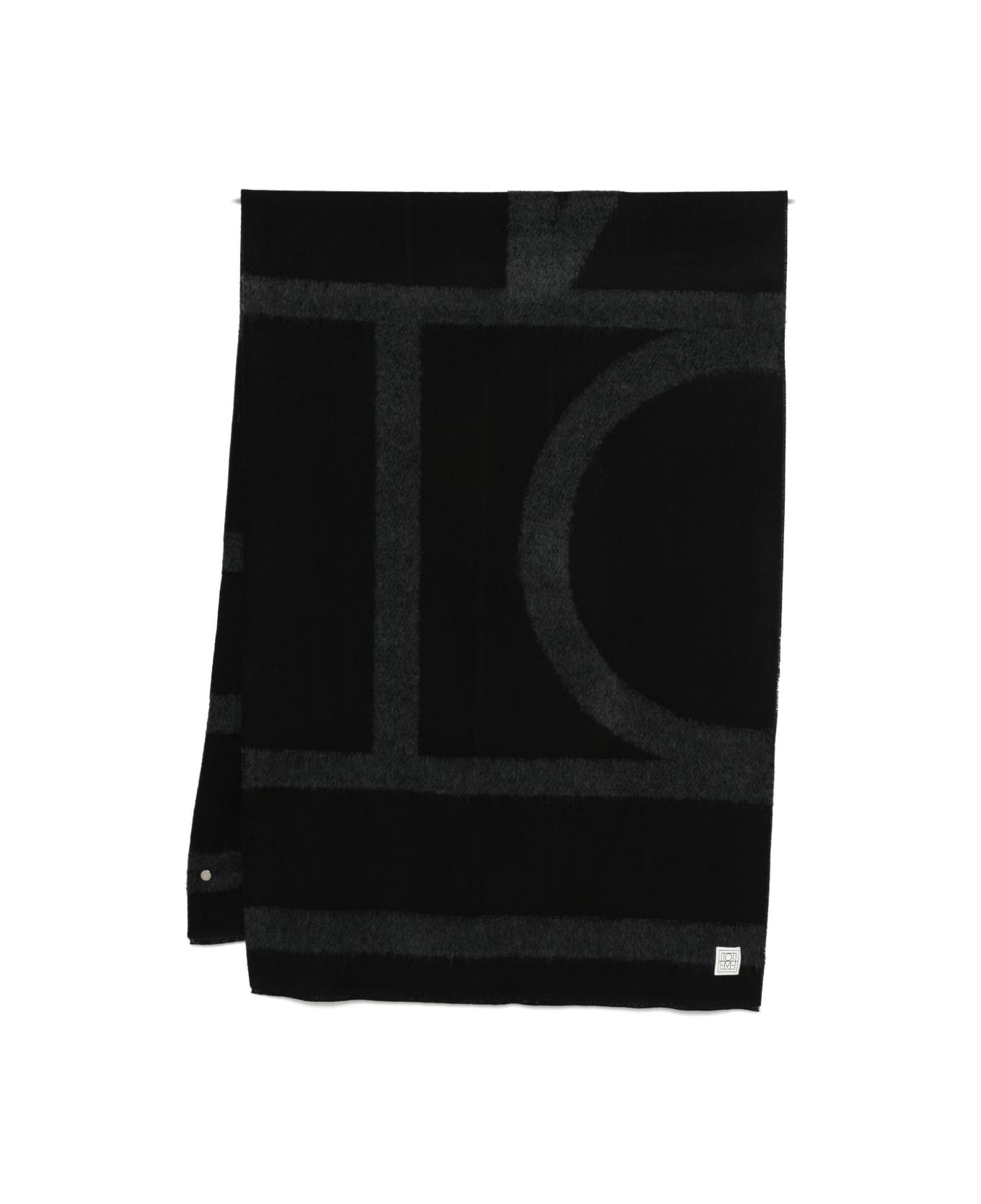 Totême Wool Monogram Scarf - Black