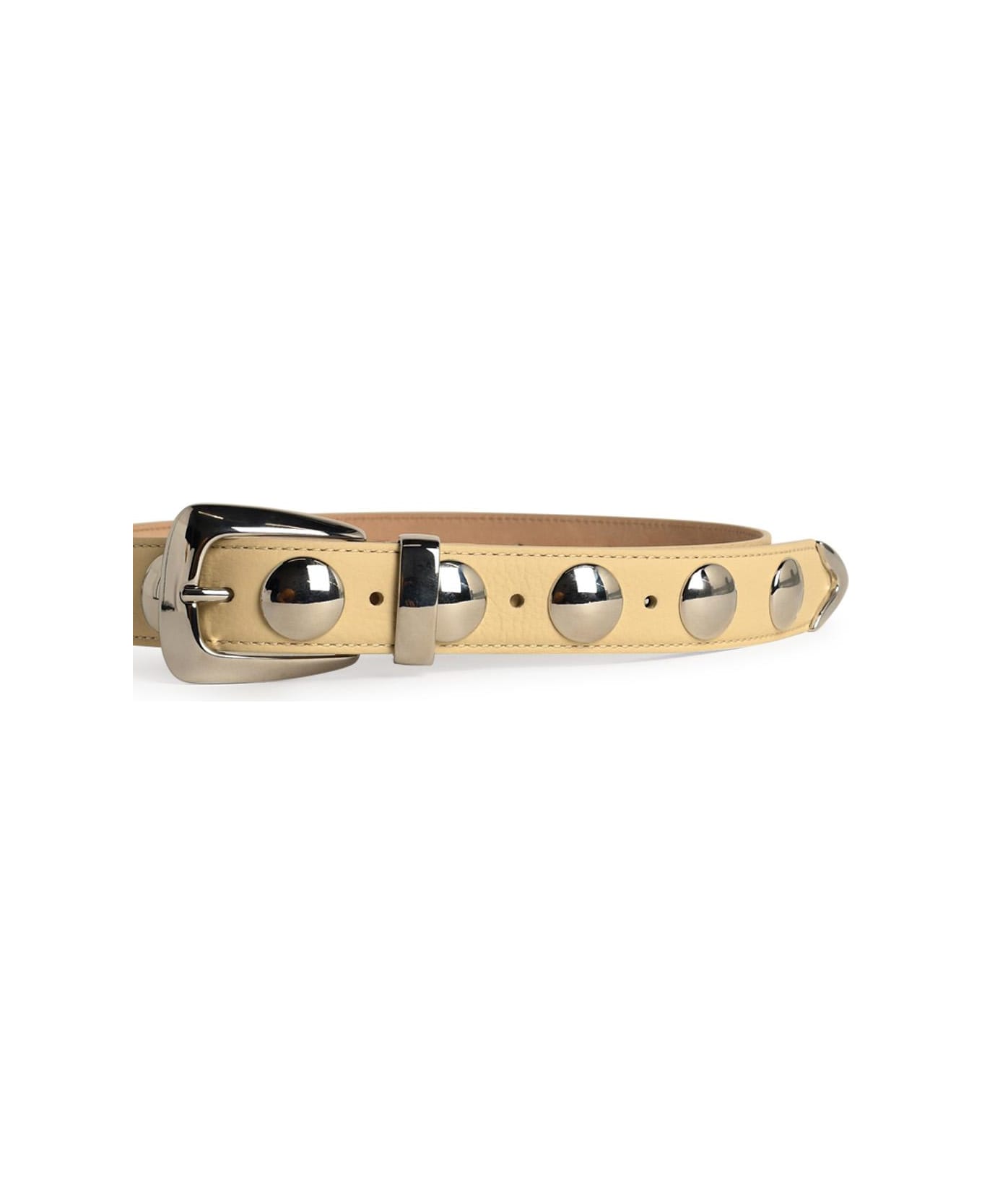 Khaite 
benny Studs
 Ivory Leather Belt - Ivory