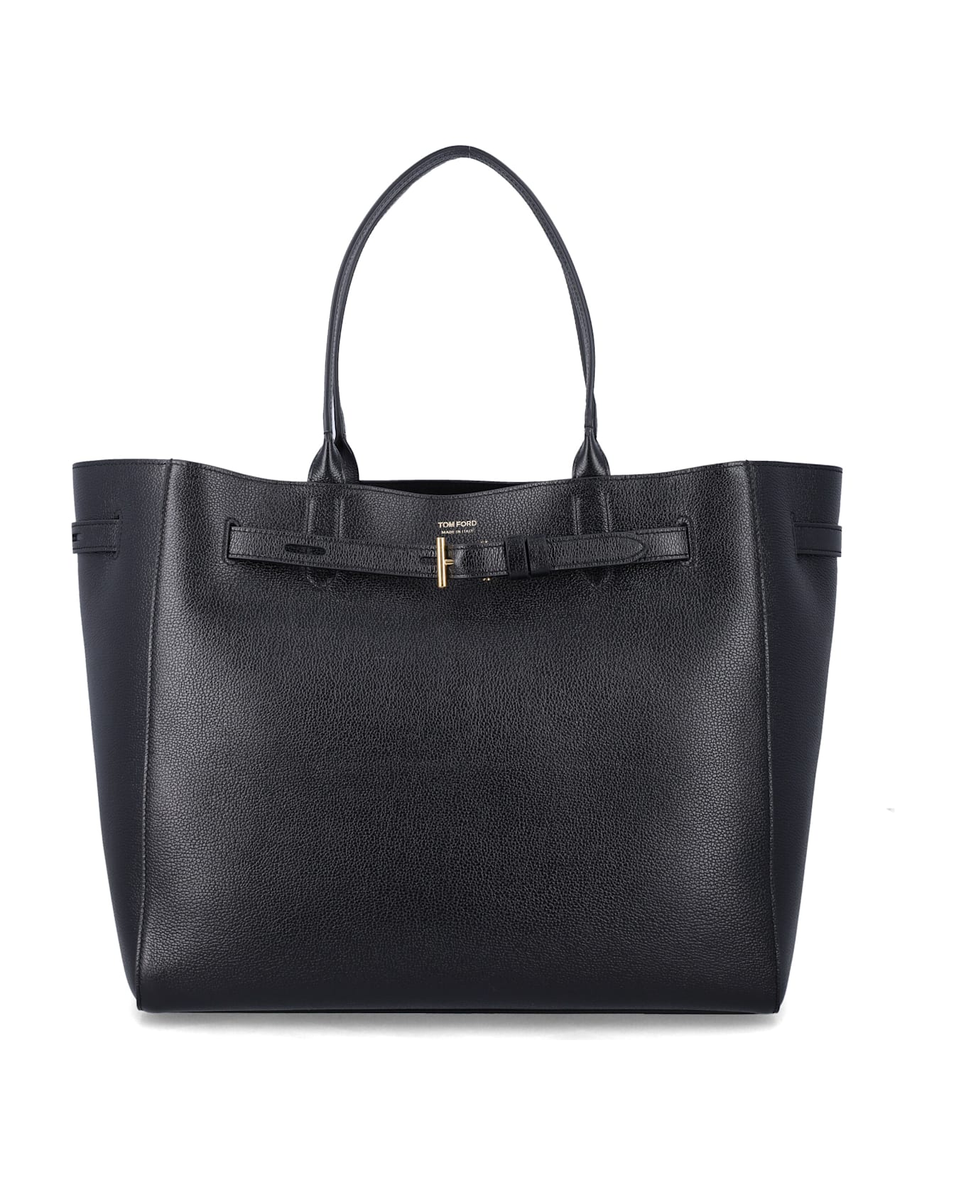 Tom Ford Audrey Large Black Leather Tote Bag - BLACK