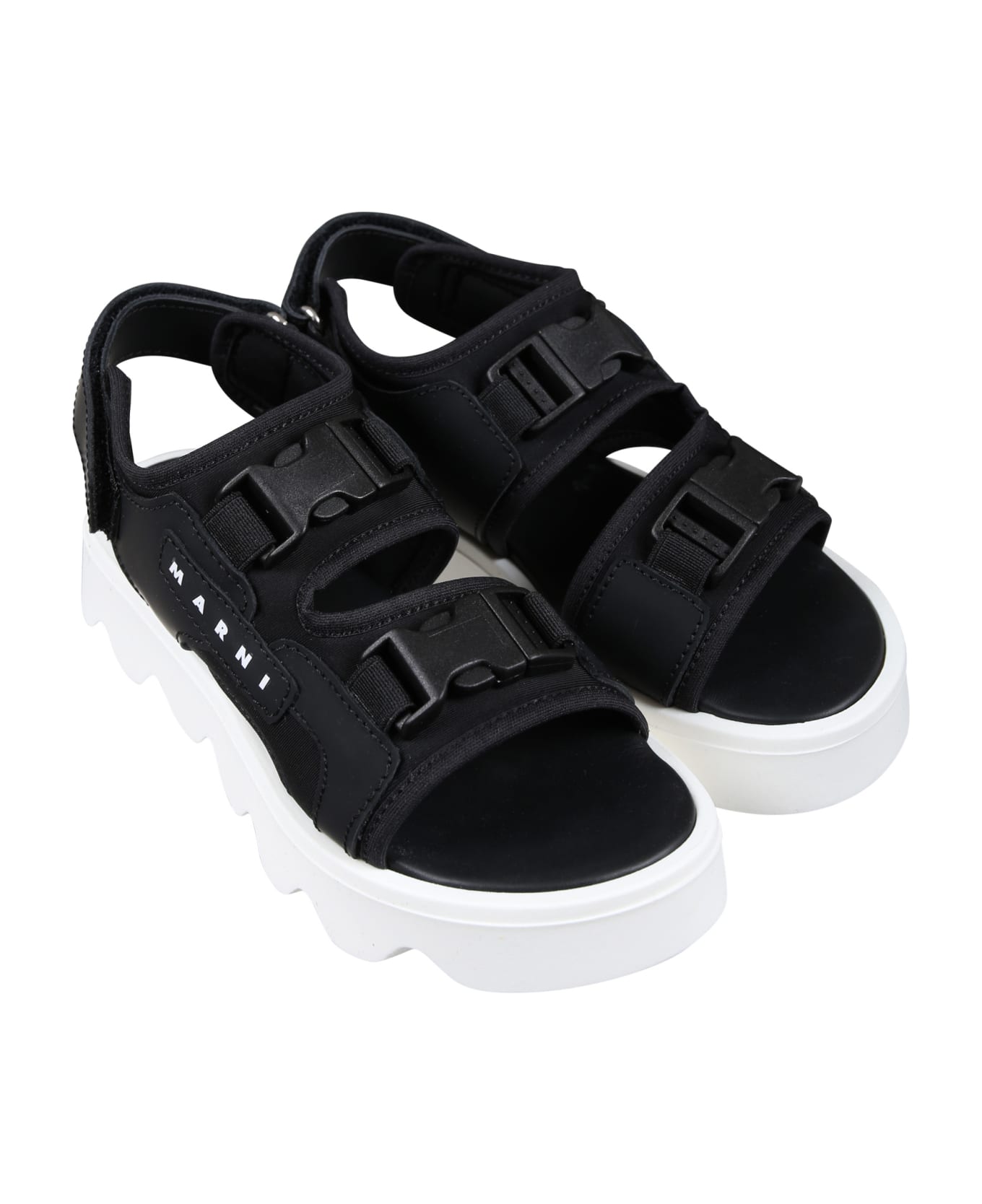 Marni Black Sandals For Girl With Logo - Black シューズ