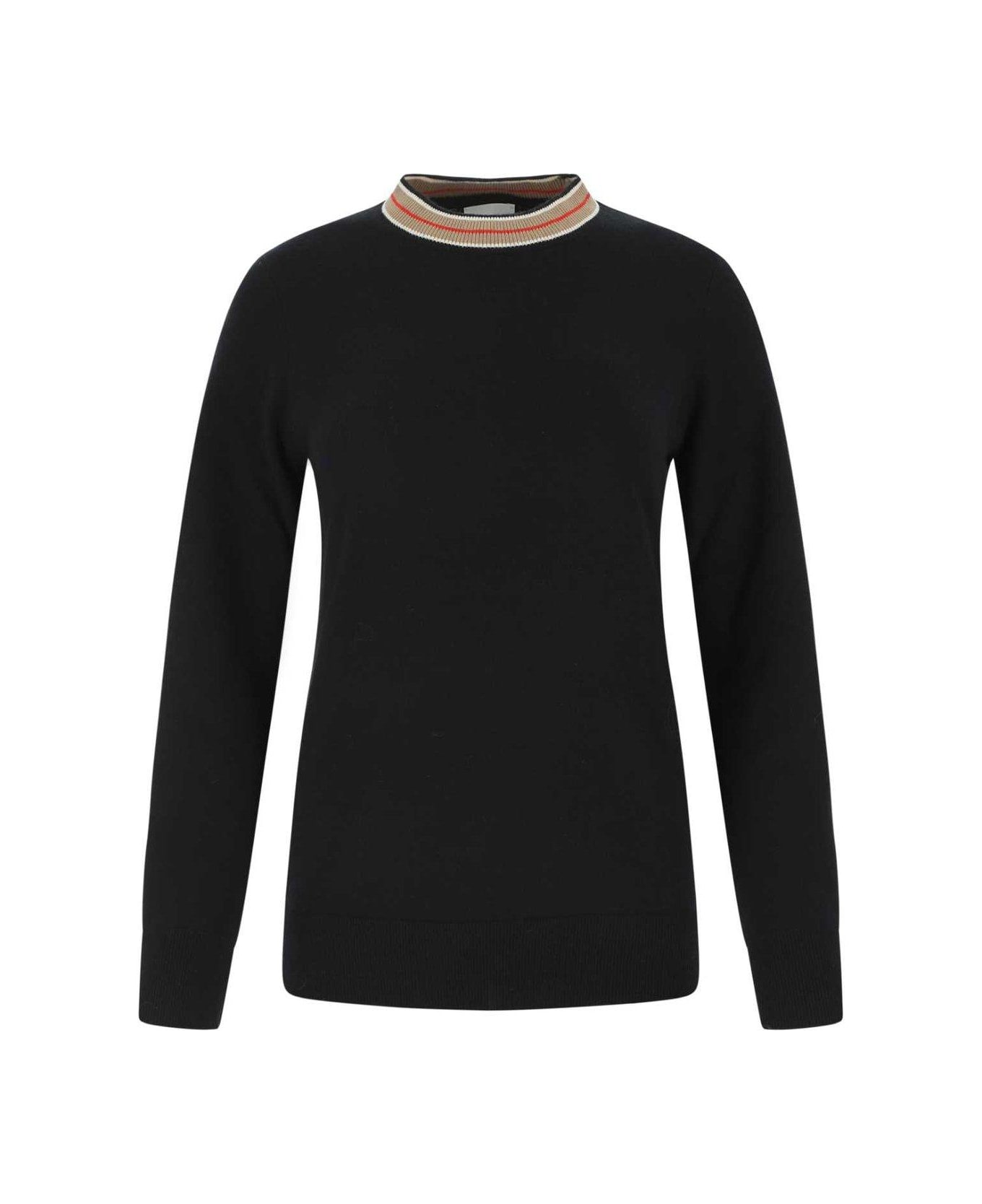 Burberry Stripe Detailed Sweater - Black フリース
