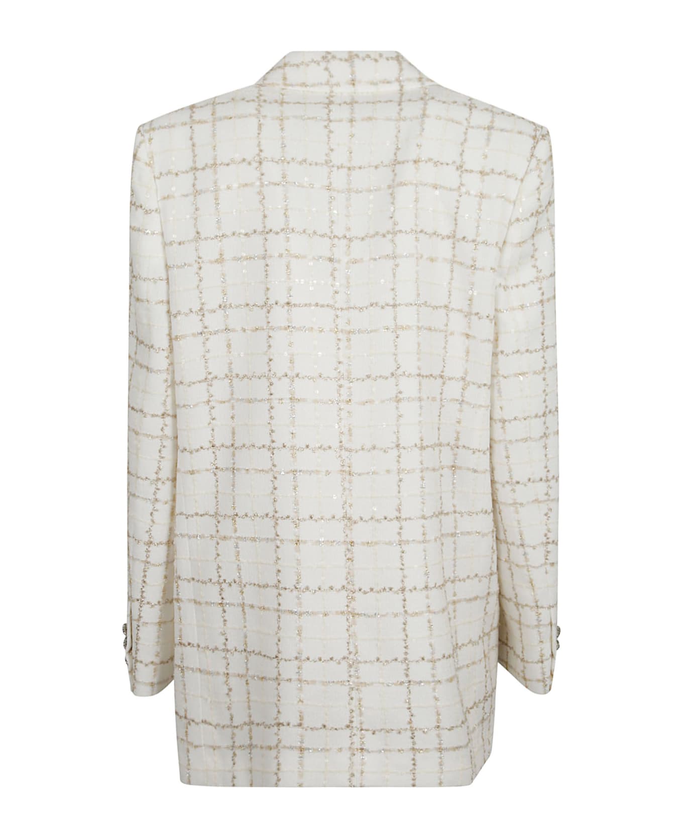 Alessandra Rich Oversized Sequin Checked Tweed Jacket - White ブレザー