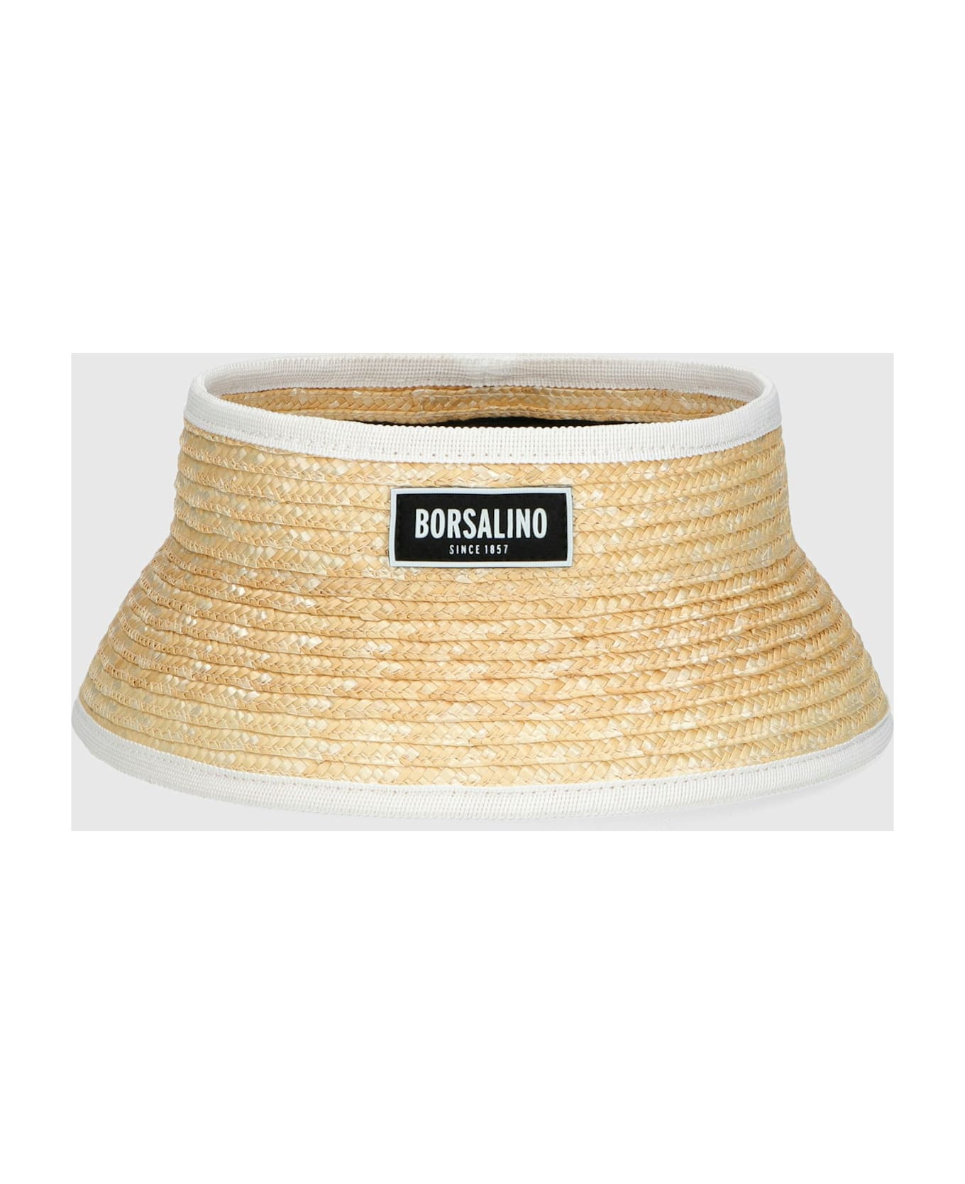 Borsalino Virgilio Visor In Braided Straw - NATURAL, WHITE HAT BAND