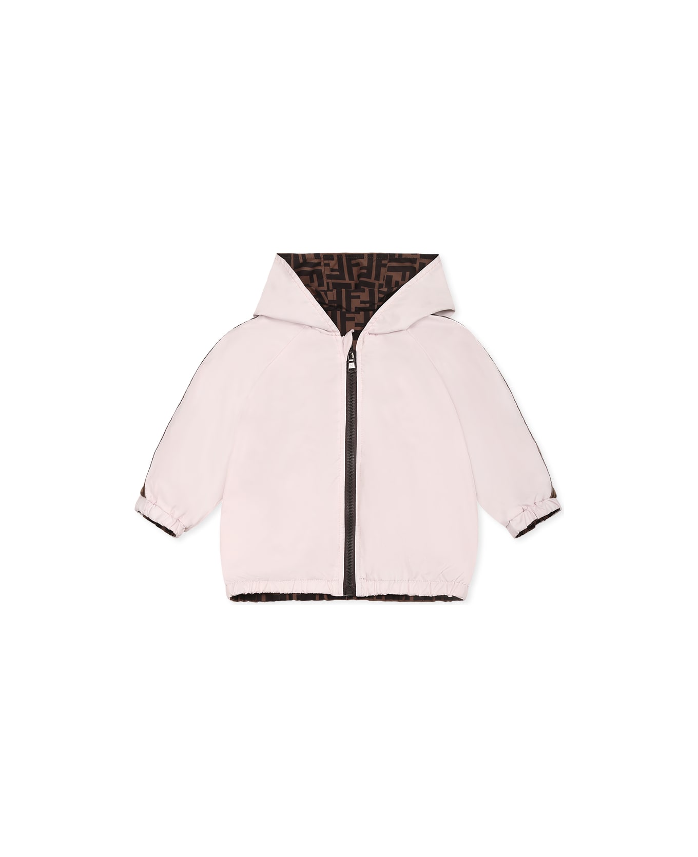 Fendi Pink Windbreaker Jacket For Baby Girl With Ff - Pink