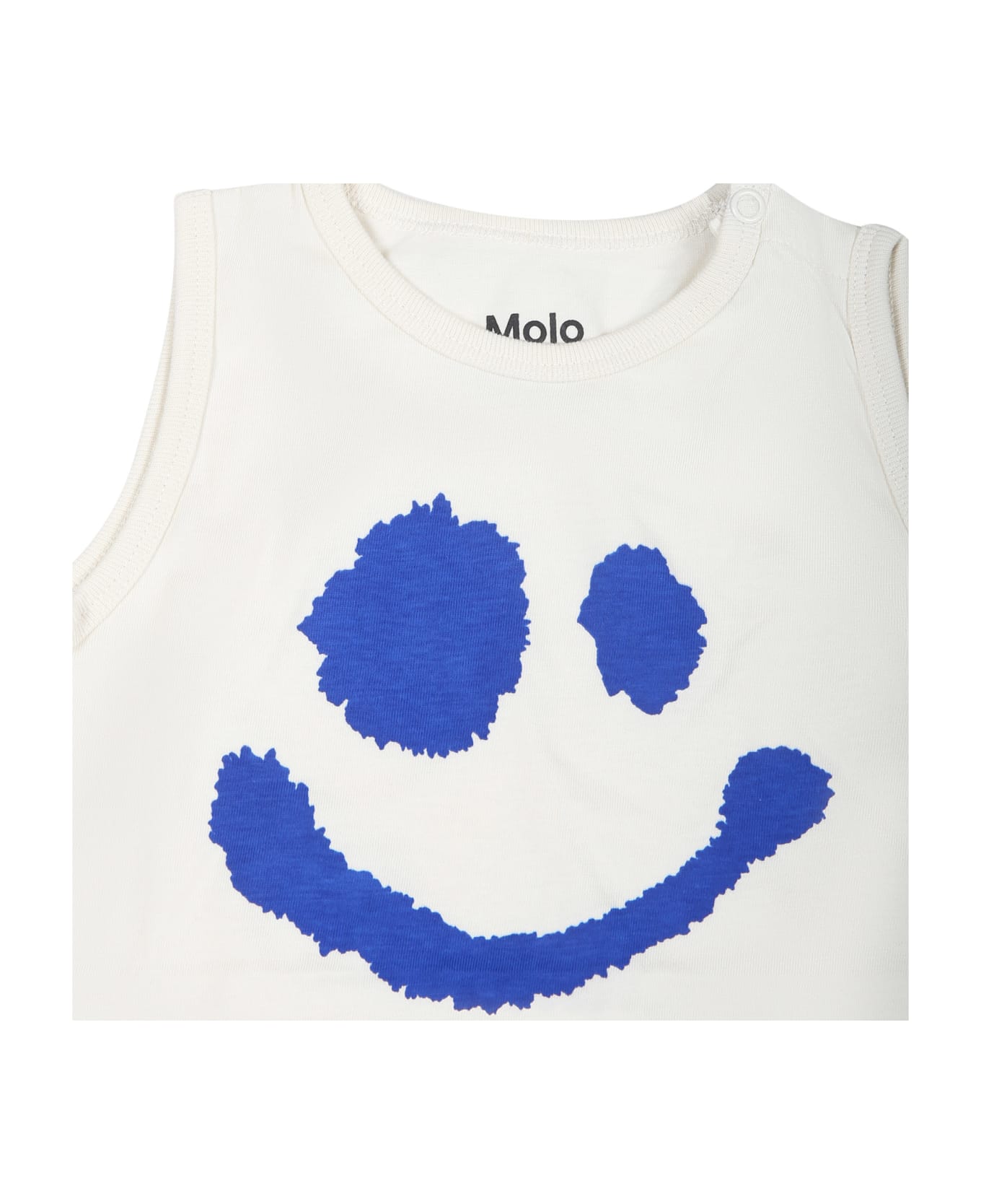 Molo Ivory Romper For Babykids With Smiley - White ボディスーツ＆セットアップ