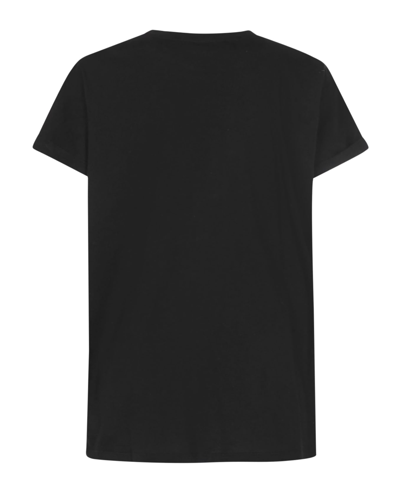 Balmain Crewneck T-shirt With Tonal Rhinestones Logo Detail - Black