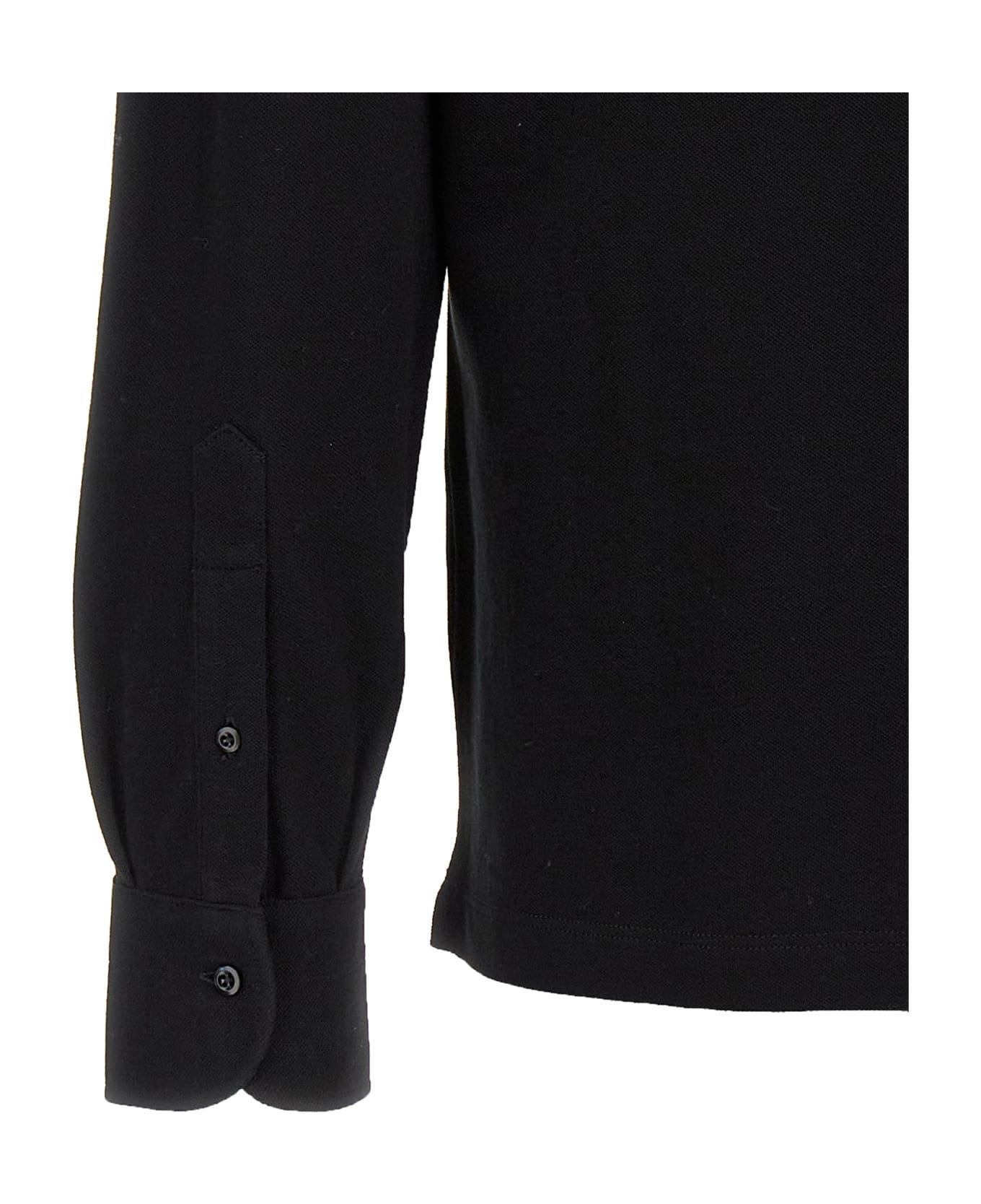Brunello Cucinelli Long-sleeved Cotton Polo Shirt - Black