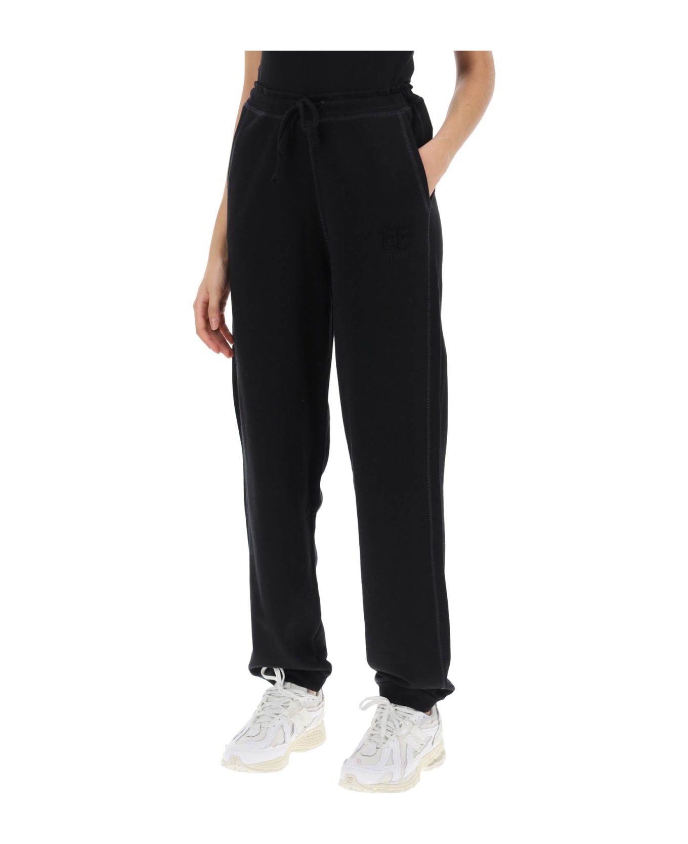 Ganni Joggers In Cotton French Terry - BLACK (Black)