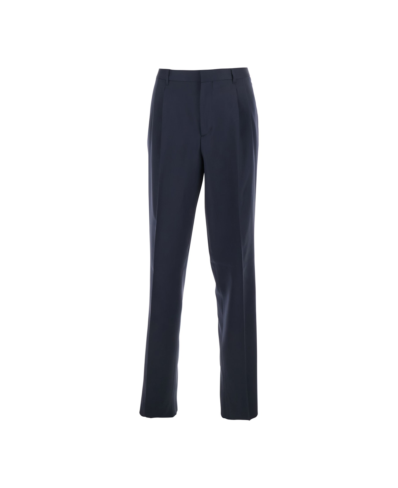 Lardini Blue Tailored Trousers With Double Pence In Virgin Wool Man - Blu