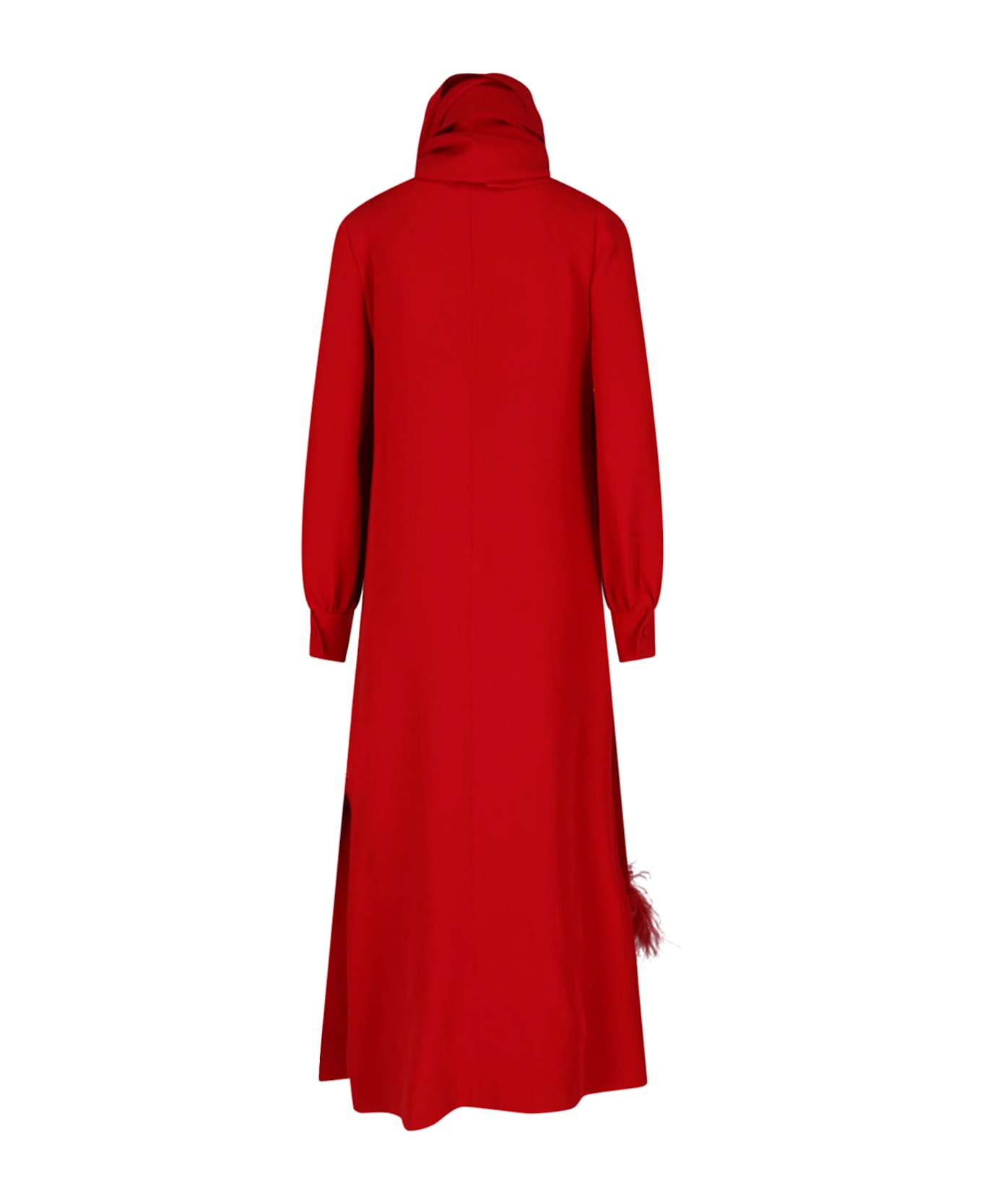 Valentino Maxi Silk Dress With Shawl - Red
