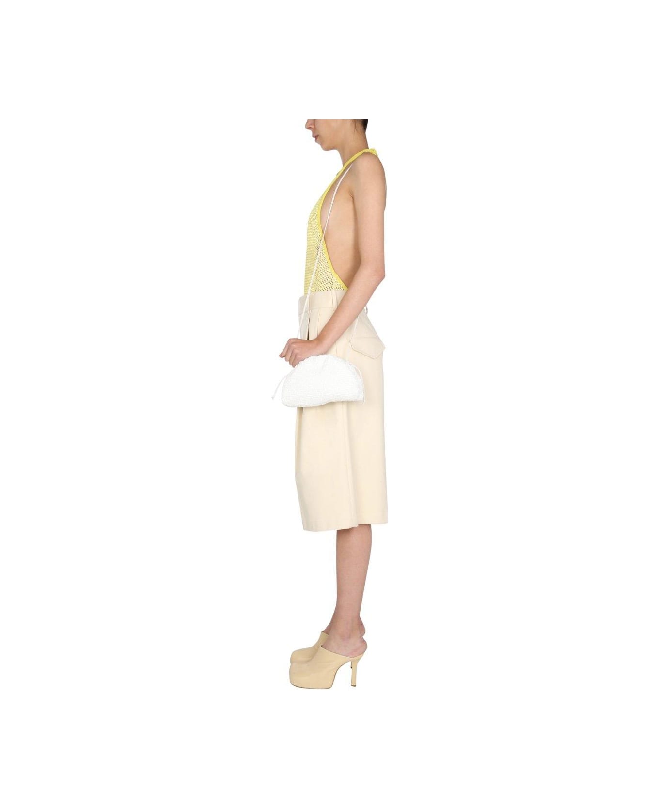 Bottega Veneta Halterneck Mesh Bodysuit - YELLOW