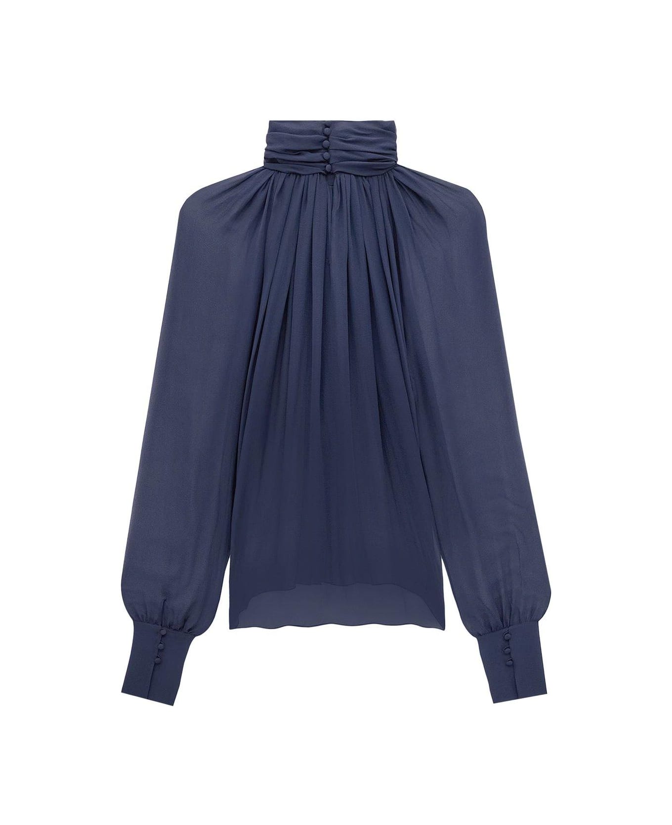 Saint Laurent Turtleneck Flare Detailed Blouse
