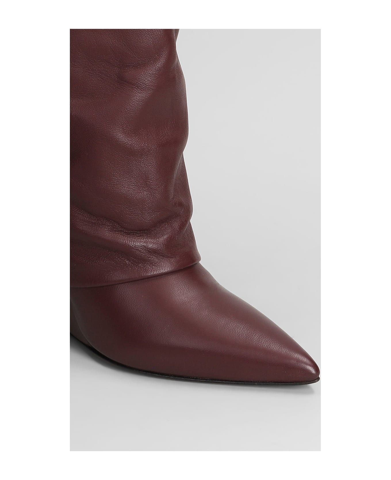 The Seller High Heels Ankle Boots In Bordeaux Leather - bordeaux