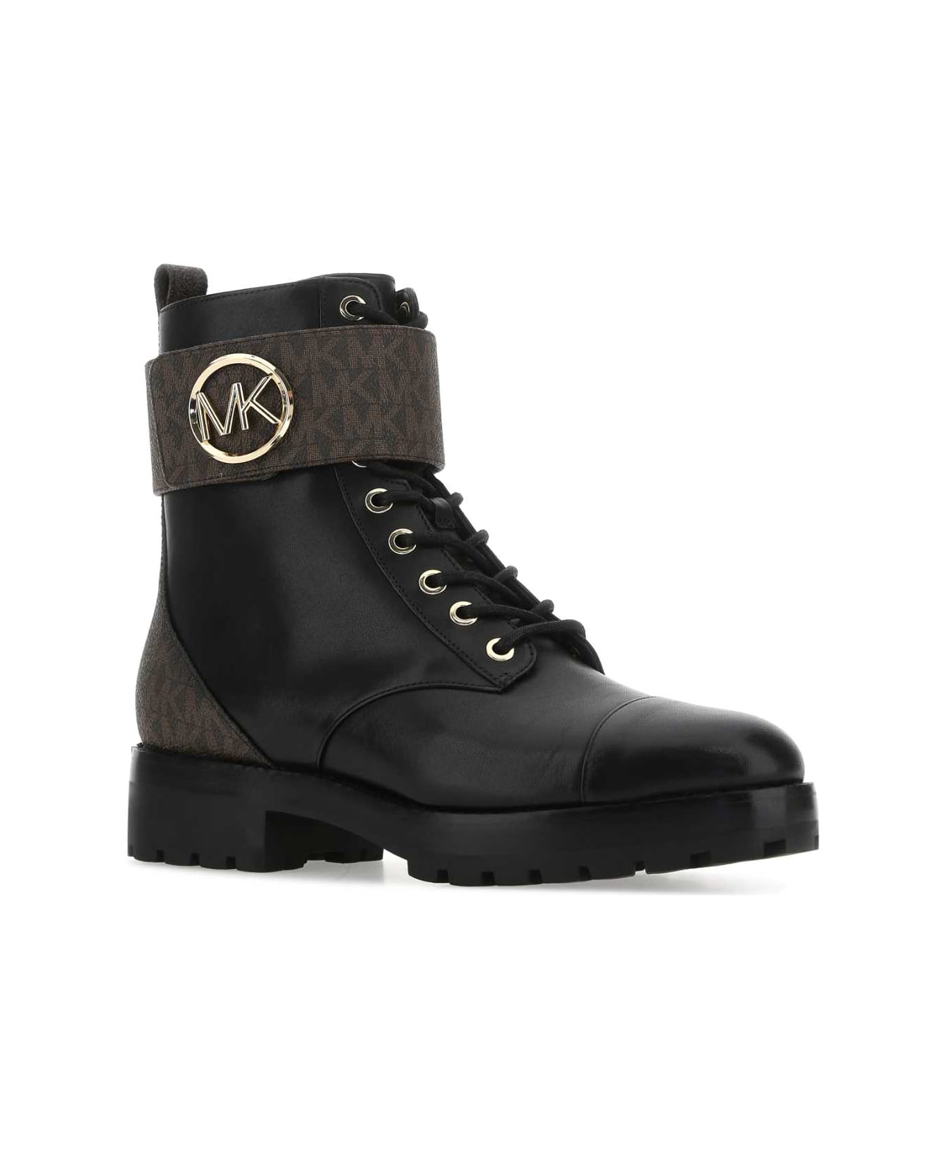 Michael Kors Black Leather Tatum Ankle Boots - BROWNBLK